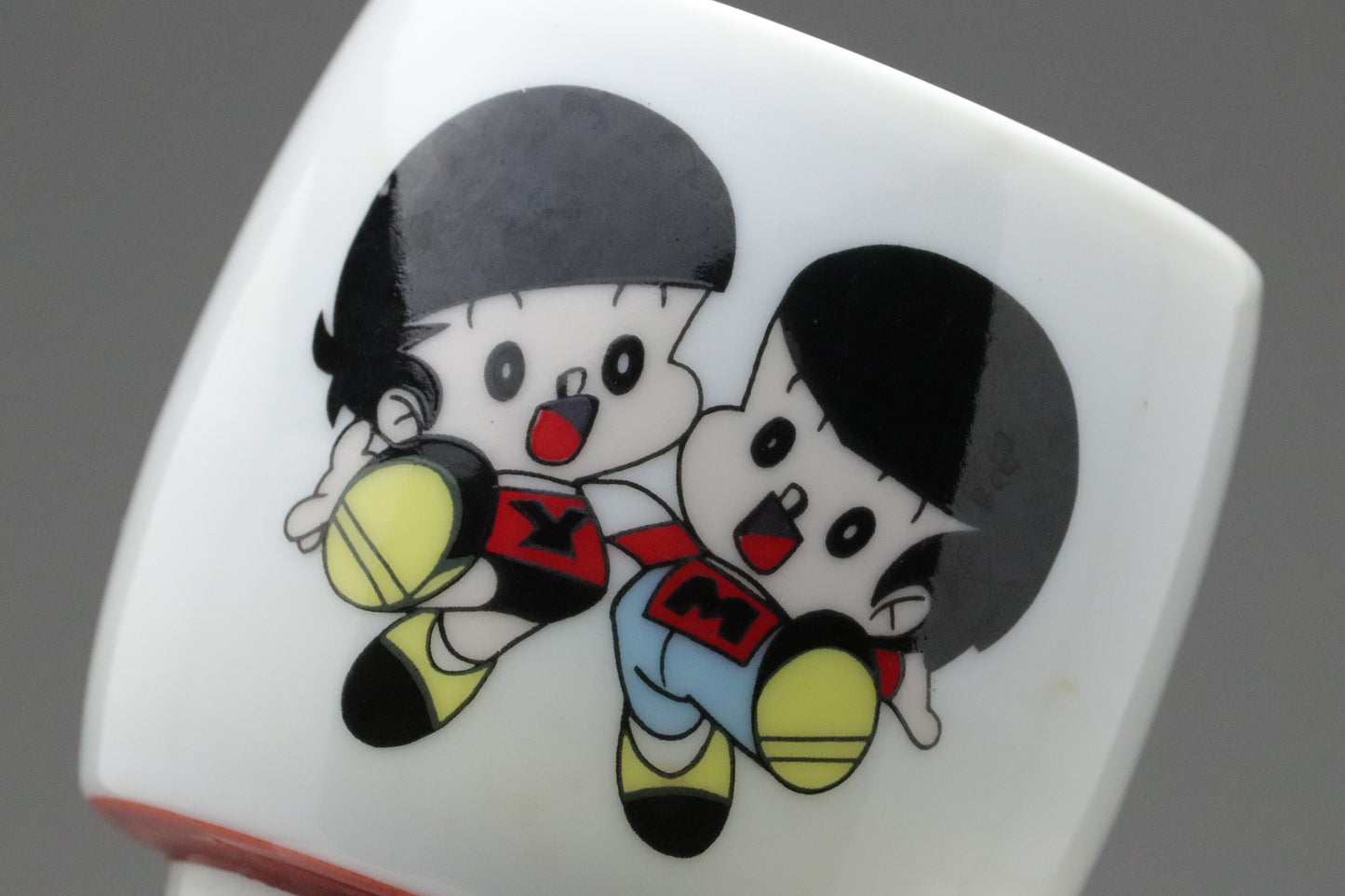 Vintage Yanmar | Yanbo Marbo | Set of 3 | Japanese Yunomi | Retro Advertising | Mascot | Porcelain | Showa Era | Collectible Pottery | Anime