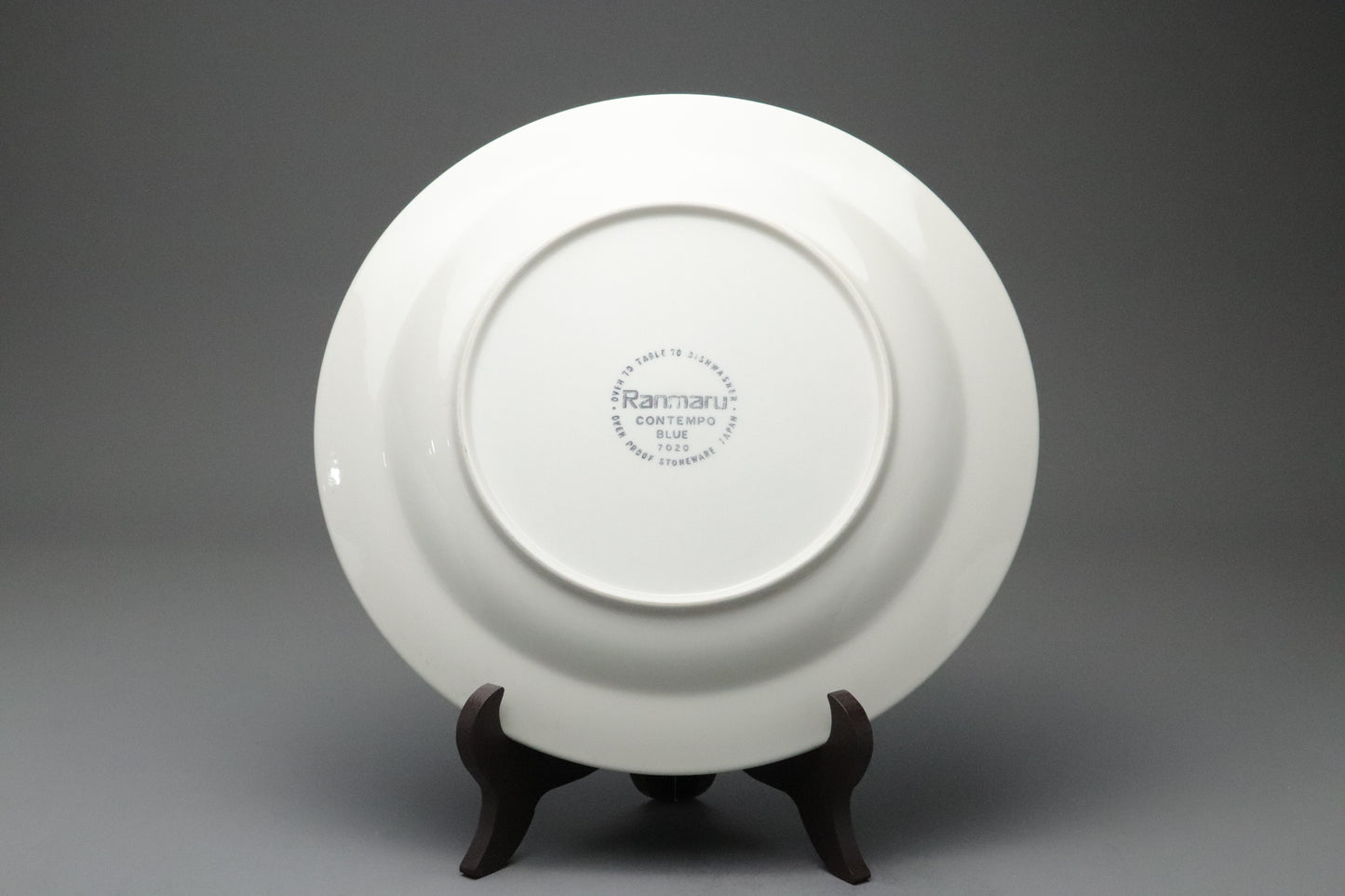 Ranmaru Contempo Blue | Japanese Stoneware | Dinner Plate | Mid Century Modern | Blue Striped Rim | Oven Proof | Vintage Kitchenware