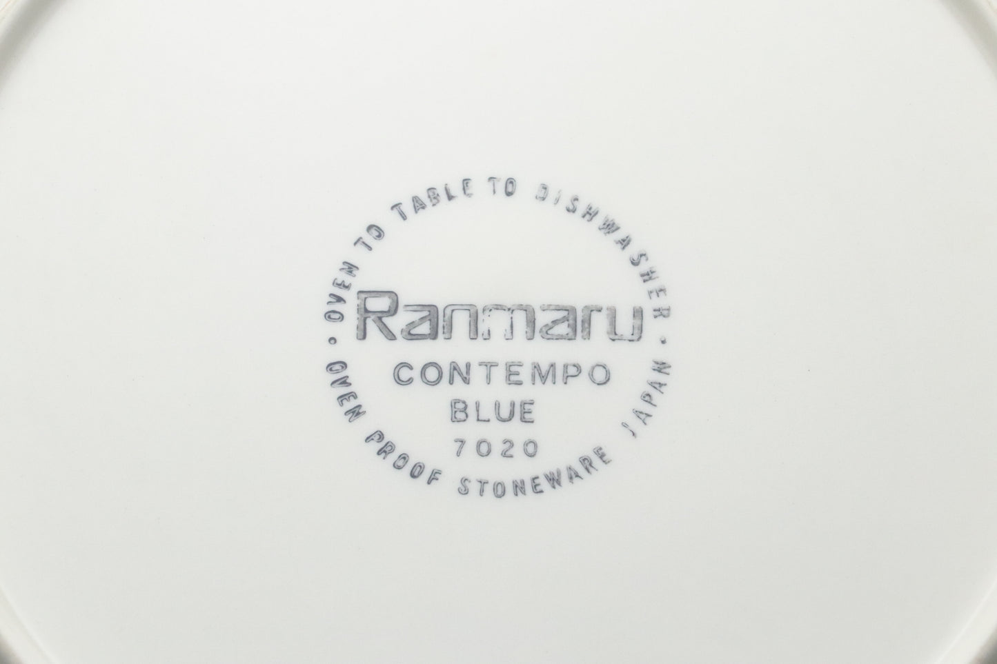 Ranmaru Contempo Blue | Japanese Stoneware | Dinner Plate | Mid Century Modern | Blue Striped Rim | Oven Proof | Vintage Kitchenware