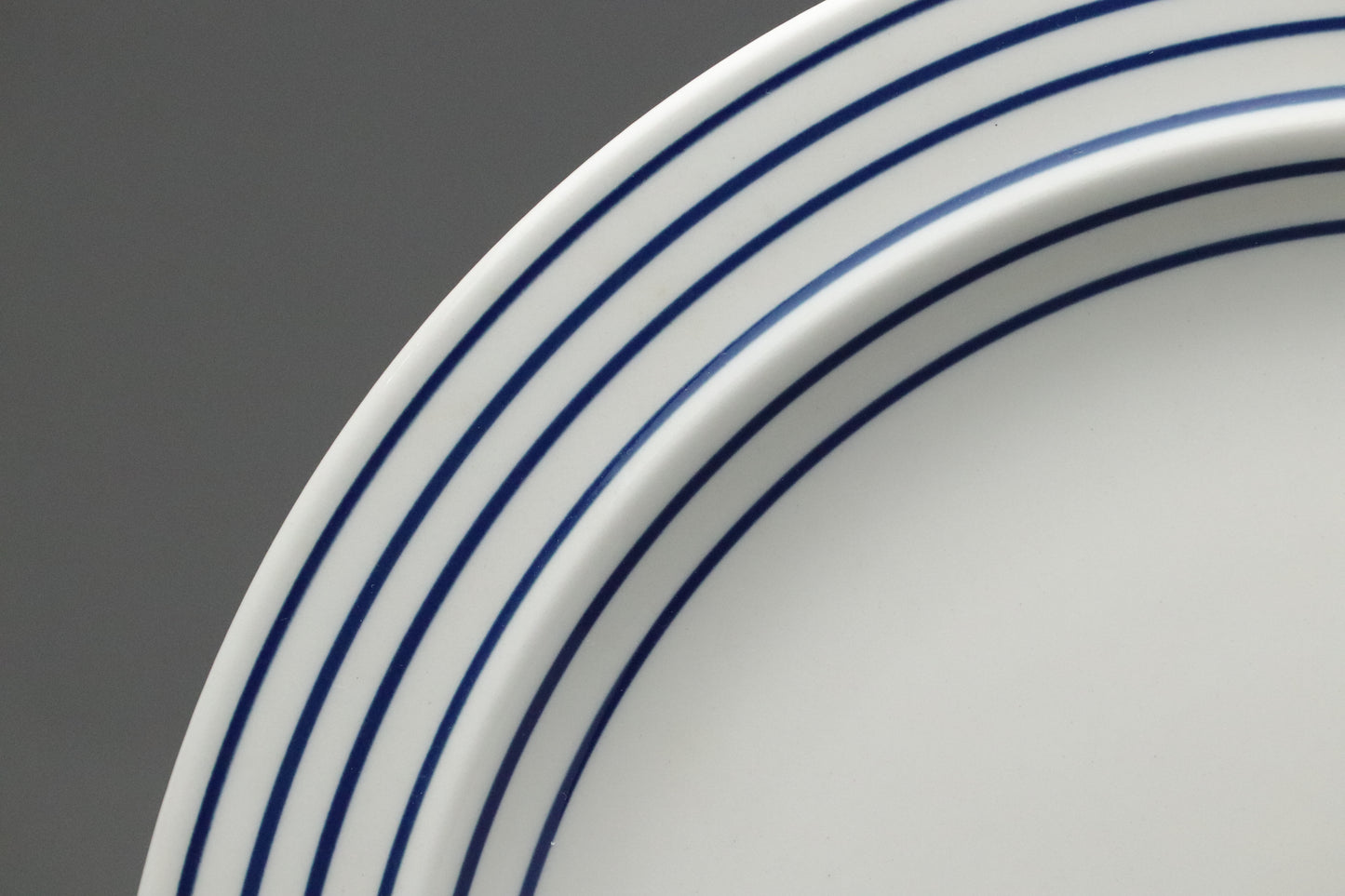 Ranmaru Contempo Blue | Japanese Stoneware | Dinner Plate | Mid Century Modern | Blue Striped Rim | Oven Proof | Vintage Kitchenware