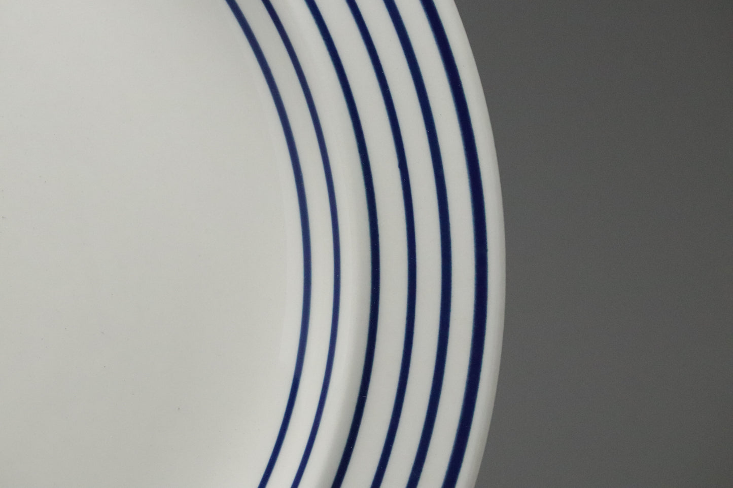 Ranmaru Contempo Blue | Japanese Stoneware | Dinner Plate | Mid Century Modern | Blue Striped Rim | Oven Proof | Vintage Kitchenware