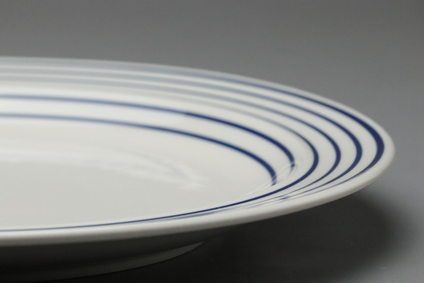 Ranmaru Contempo Blue | Japanese Stoneware | Dinner Plate | Mid Century Modern | Blue Striped Rim | Oven Proof | Vintage Kitchenware