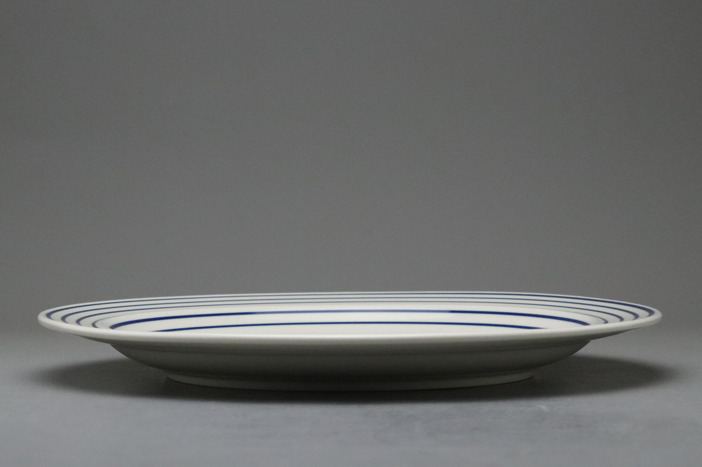 Ranmaru Contempo Blue | Japanese Stoneware | Dinner Plate | Mid Century Modern | Blue Striped Rim | Oven Proof | Vintage Kitchenware