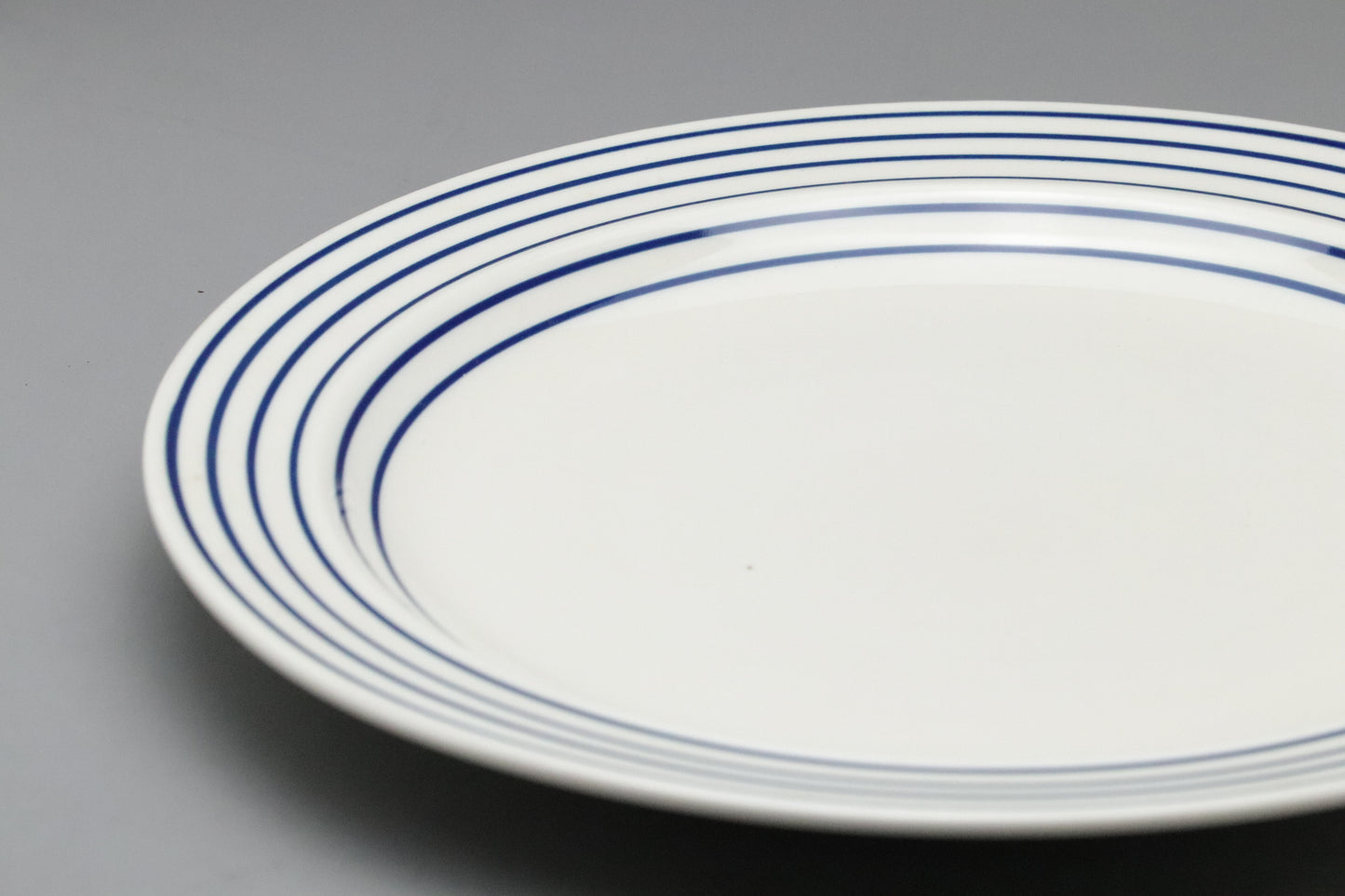 Ranmaru Contempo Blue | Japanese Stoneware | Dinner Plate | Mid Century Modern | Blue Striped Rim | Oven Proof | Vintage Kitchenware