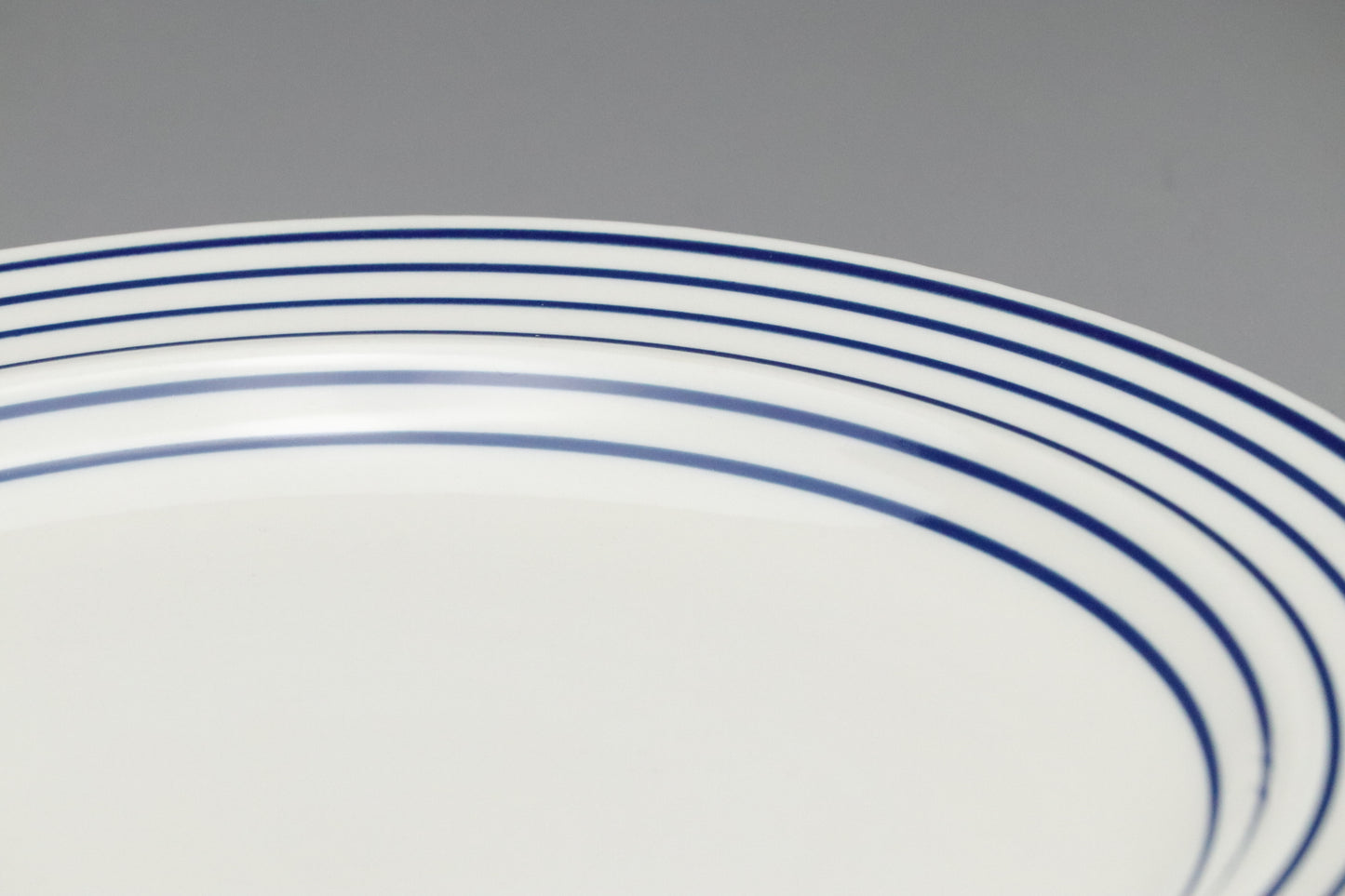 Ranmaru Contempo Blue | Japanese Stoneware | Dinner Plate | Mid Century Modern | Blue Striped Rim | Oven Proof | Vintage Kitchenware
