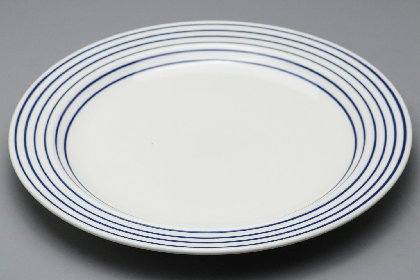 Ranmaru Contempo Blue | Japanese Stoneware | Dinner Plate | Mid Century Modern | Blue Striped Rim | Oven Proof | Vintage Kitchenware