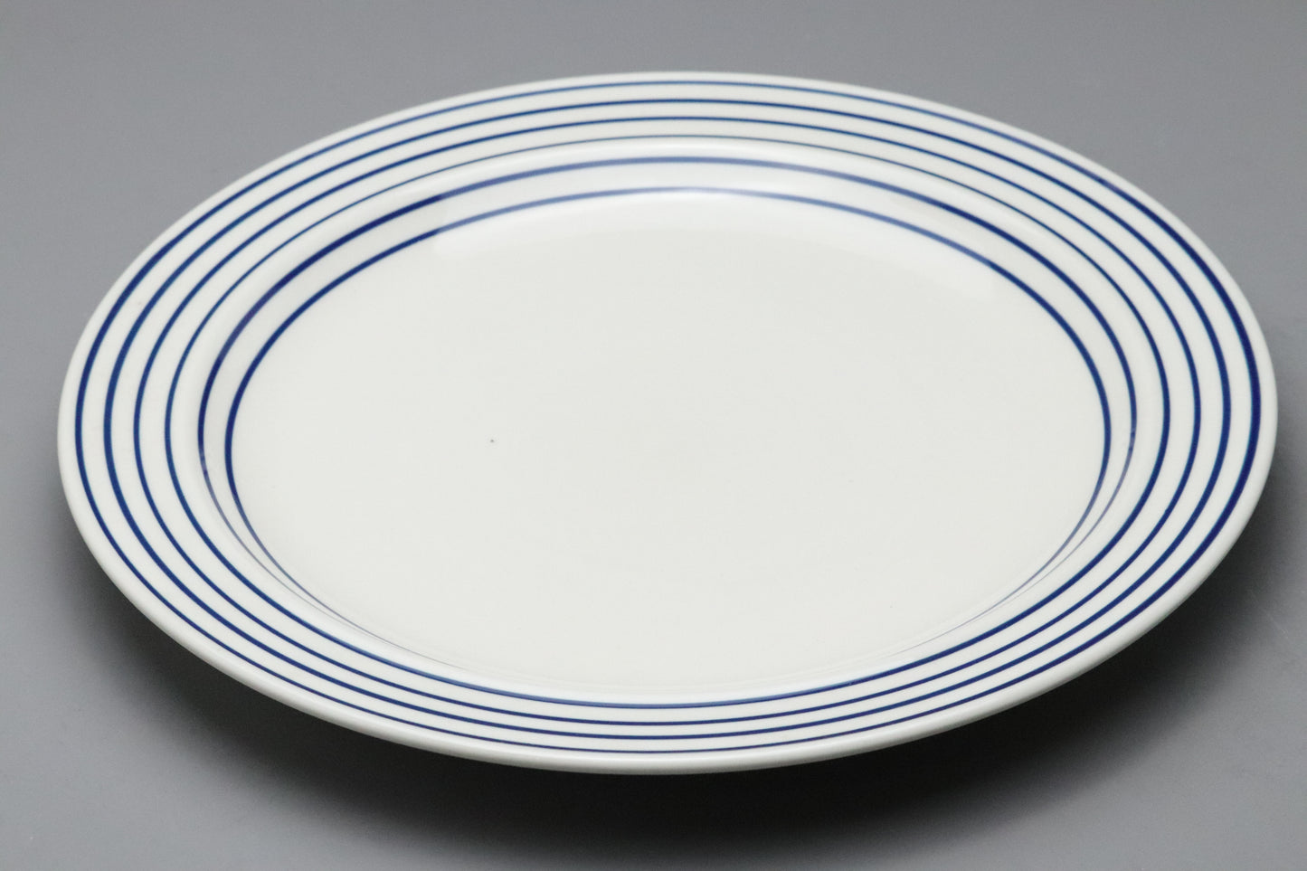 Ranmaru Contempo Blue | Japanese Stoneware | Dinner Plate | Mid Century Modern | Blue Striped Rim | Oven Proof | Vintage Kitchenware