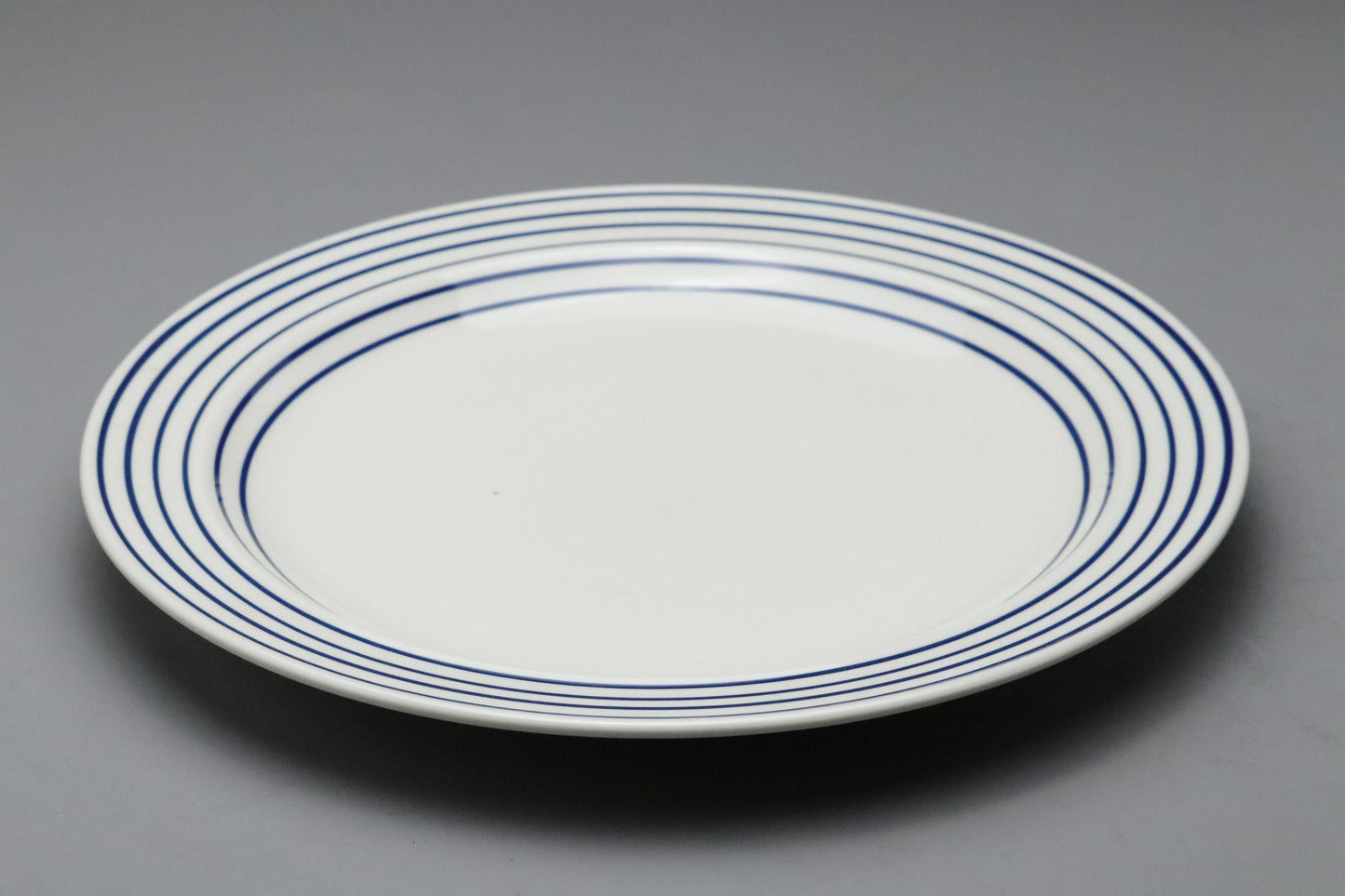Ranmaru Contempo Blue | Japanese Stoneware | Dinner Plate | Mid Century Modern | Blue Striped Rim | Oven Proof | Vintage Kitchenware