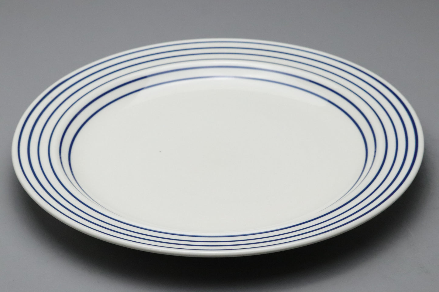 Ranmaru Contempo Blue | Japanese Stoneware | Dinner Plate | Mid Century Modern | Blue Striped Rim | Oven Proof | Vintage Kitchenware