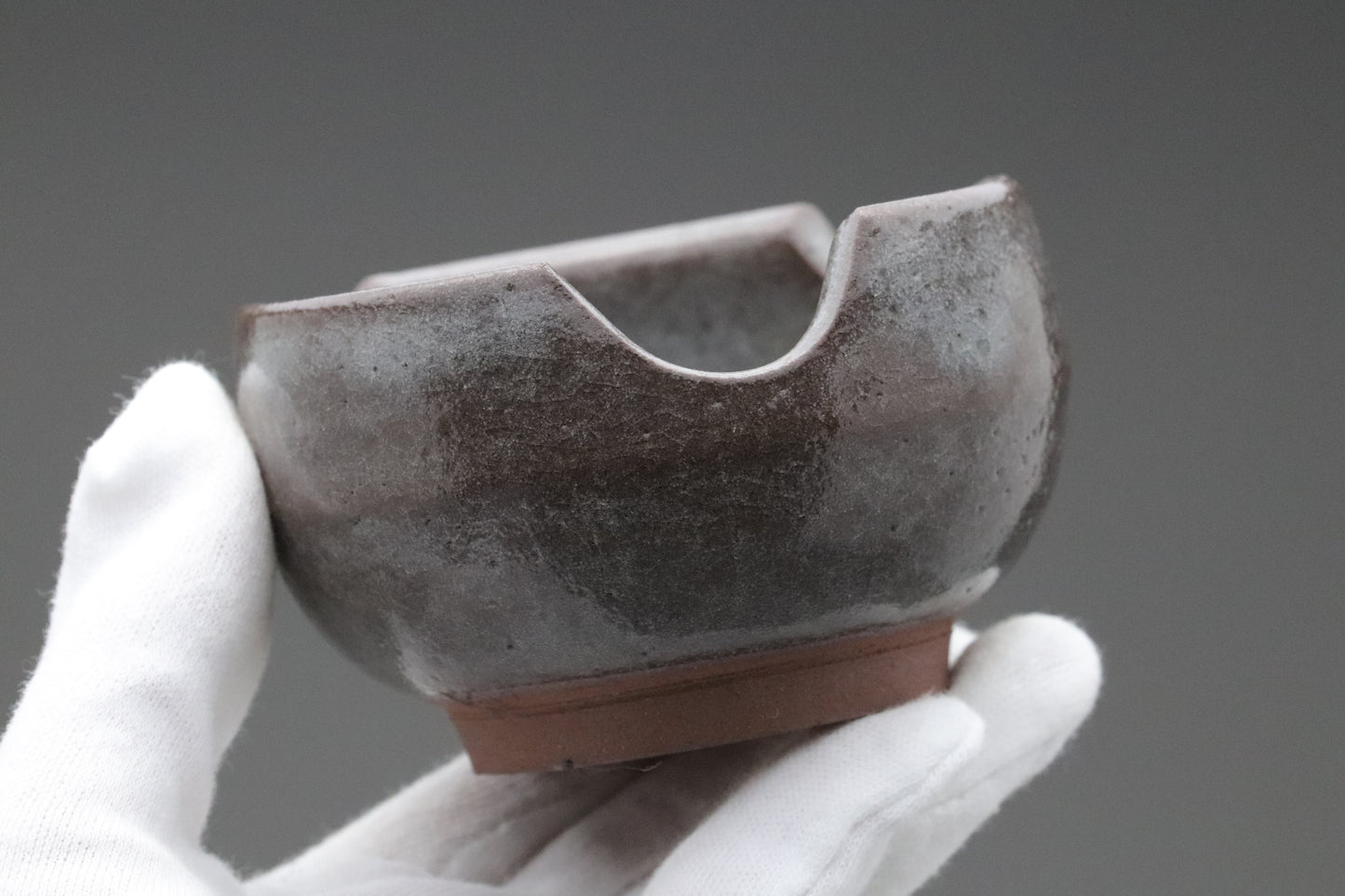 Japanese Pottery | Tea Bowl | Wabi Sabi | Minimalist Art | Dark Gray | Scalloped Rim | Hand Thrown | Ceramic Art | Zen Decor | Unique Shape