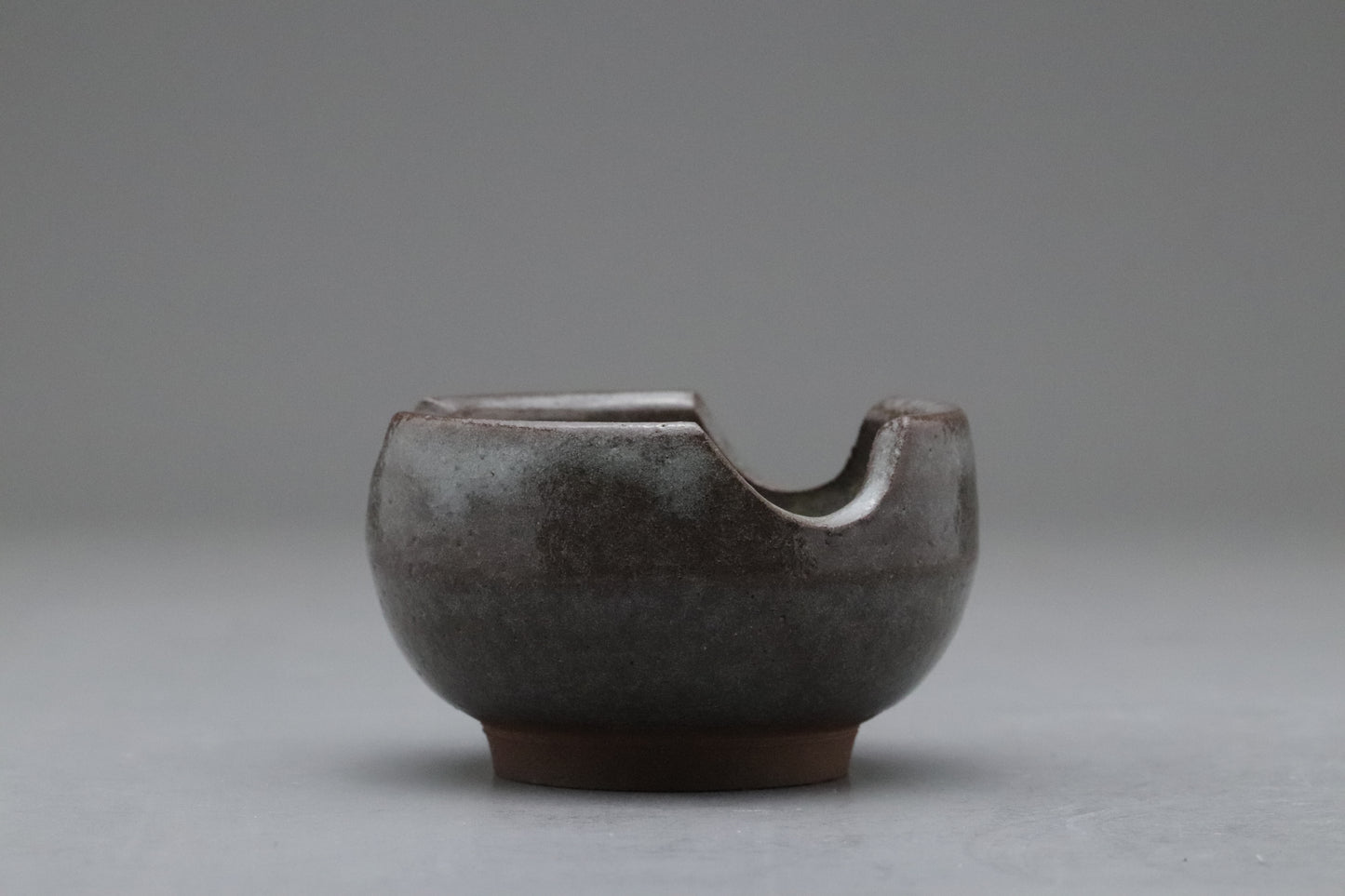 Japanese Pottery | Tea Bowl | Wabi Sabi | Minimalist Art | Dark Gray | Scalloped Rim | Hand Thrown | Ceramic Art | Zen Decor | Unique Shape