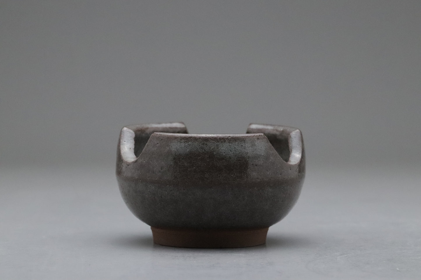 Japanese Pottery | Tea Bowl | Wabi Sabi | Minimalist Art | Dark Gray | Scalloped Rim | Hand Thrown | Ceramic Art | Zen Decor | Unique Shape