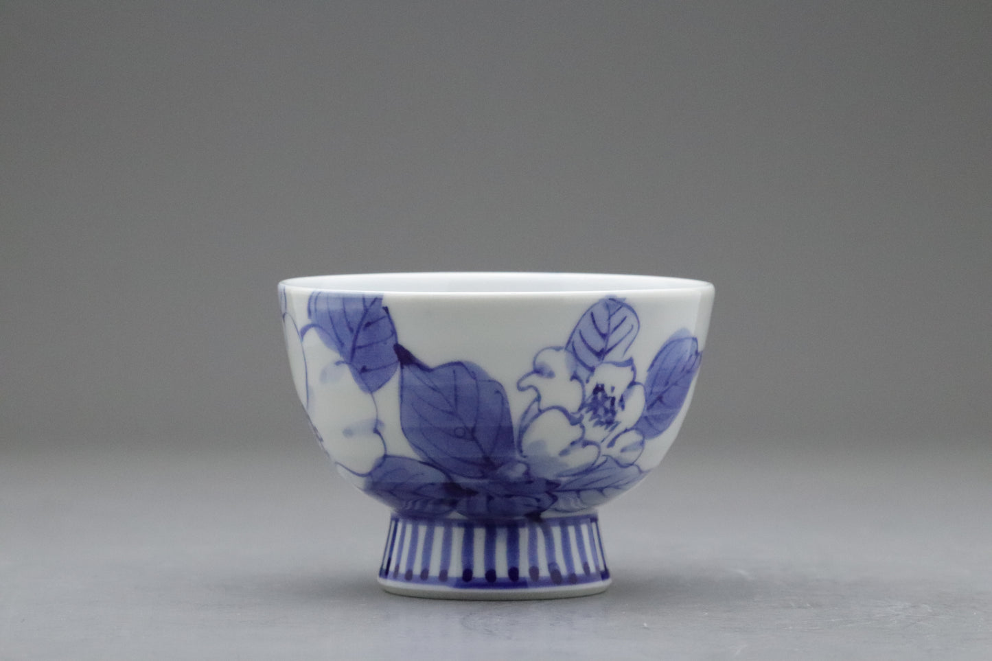 Japanese Kutani Porcelain | Tea Cup Set of 5 | Large Serving Bowl | Blue and White | Camellia | Handpainted Vintage Pottery | Porcelain Sets