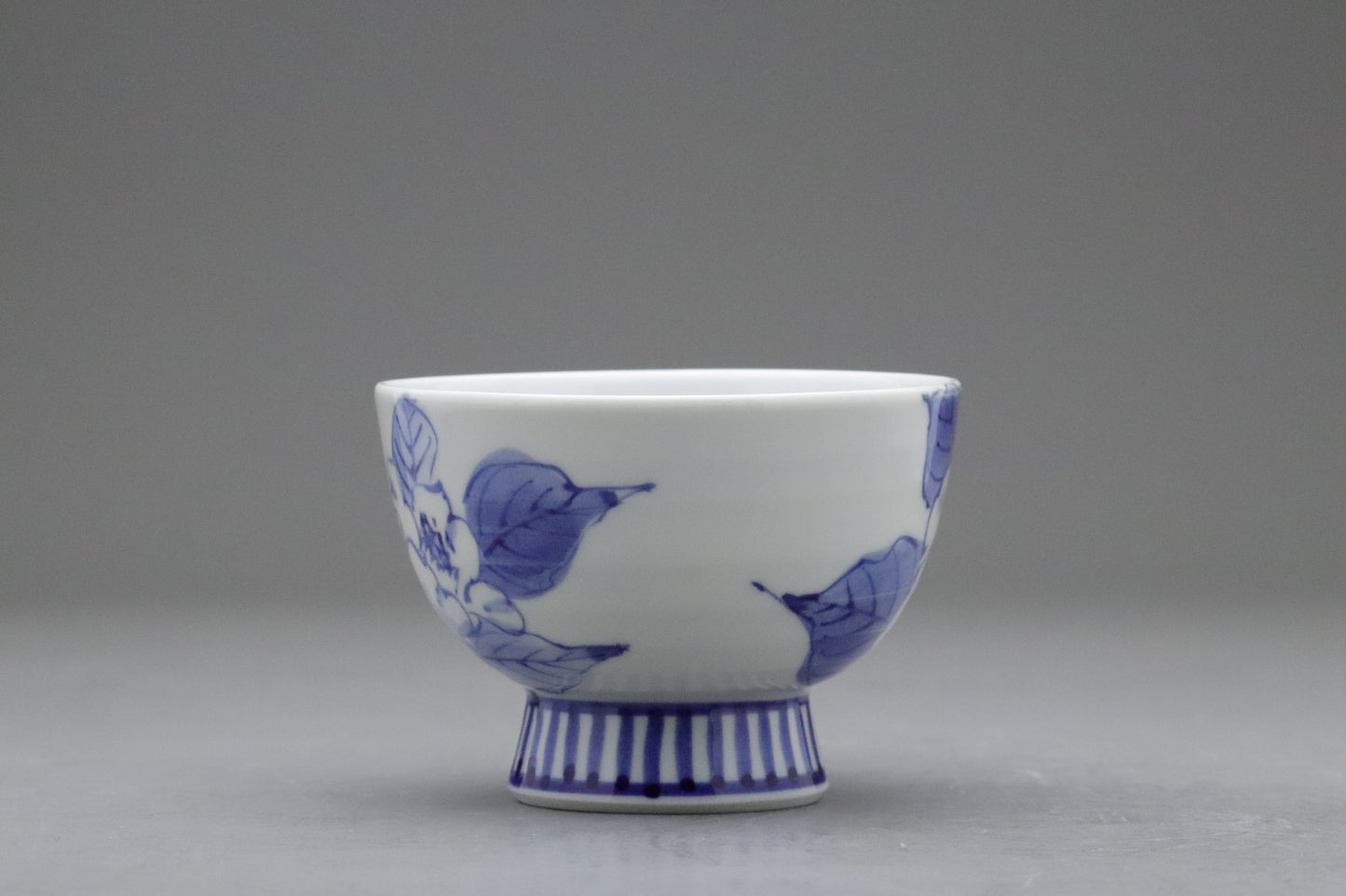 Japanese Kutani Porcelain | Tea Cup Set of 5 | Large Serving Bowl | Blue and White | Camellia | Handpainted Vintage Pottery | Porcelain Sets