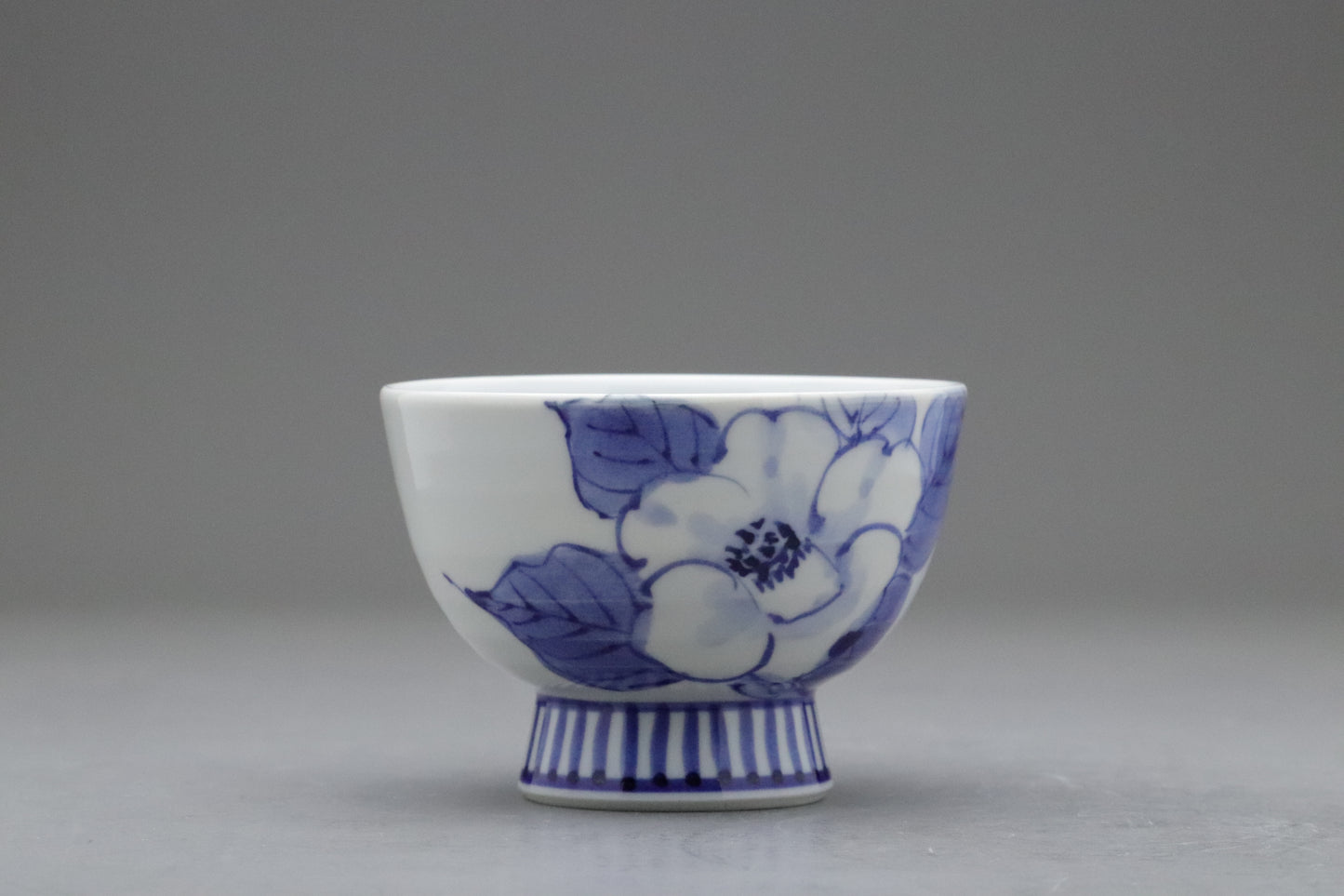 Japanese Kutani Porcelain | Tea Cup Set of 5 | Large Serving Bowl | Blue and White | Camellia | Handpainted Vintage Pottery | Porcelain Sets
