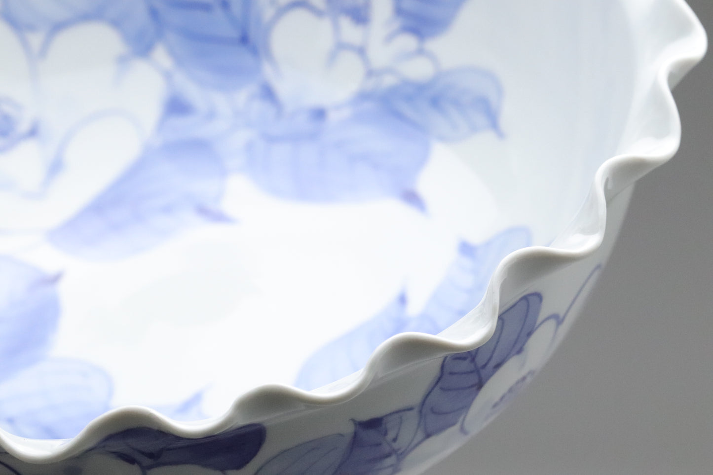 Japanese Kutani Porcelain | Tea Cup Set of 5 | Large Serving Bowl | Blue and White | Camellia | Handpainted Vintage Pottery | Porcelain Sets