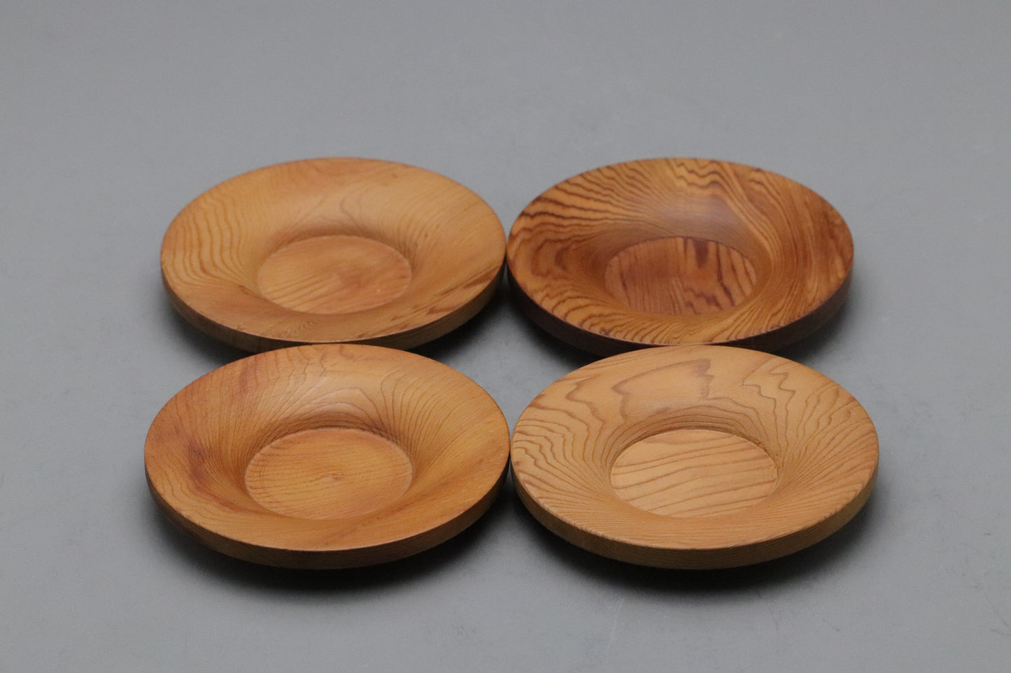 Japanese Wood Tea Coaster | Set of 4 | Handcrafted Wooden Saucer | Wabi Sabi Zen Decor | Natural Grain | Minimalist Kitchenware | Rustic Art