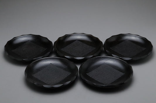 Japanese Lacquerware | Wooden Coaster Set of 5 | Akebono Nuri | Urushi Linen Inlay | Tea Ceremony | Zen Decor | Wabi Sabi | Natural Wood Art