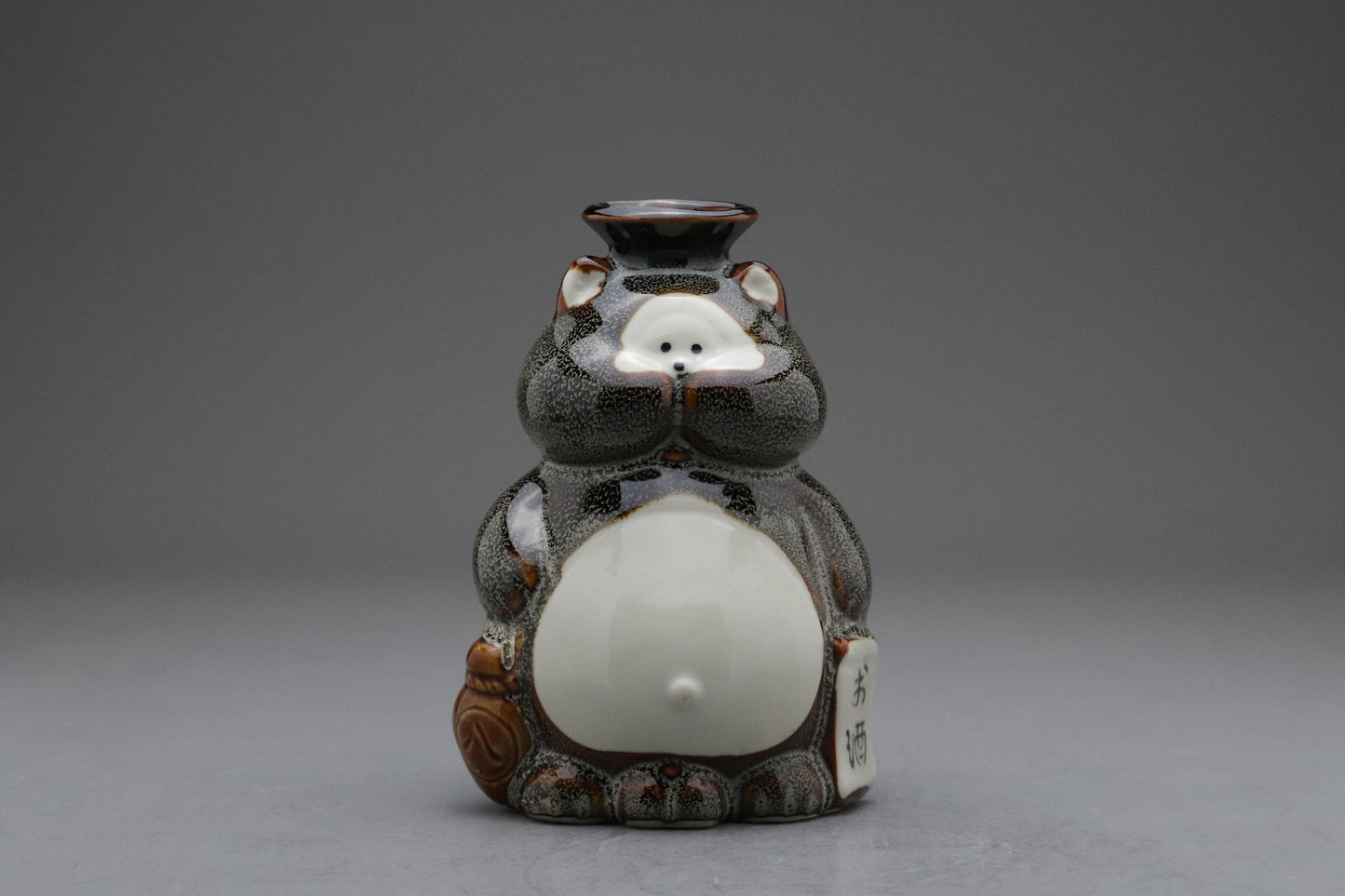 Japanese Seto Ware | Tanuki Sake Bottle | Lucky Raccoon Dog | Tokkuri Decanter | Ceramic Pottery | Handmade | Japan Folklore | Barware Decor