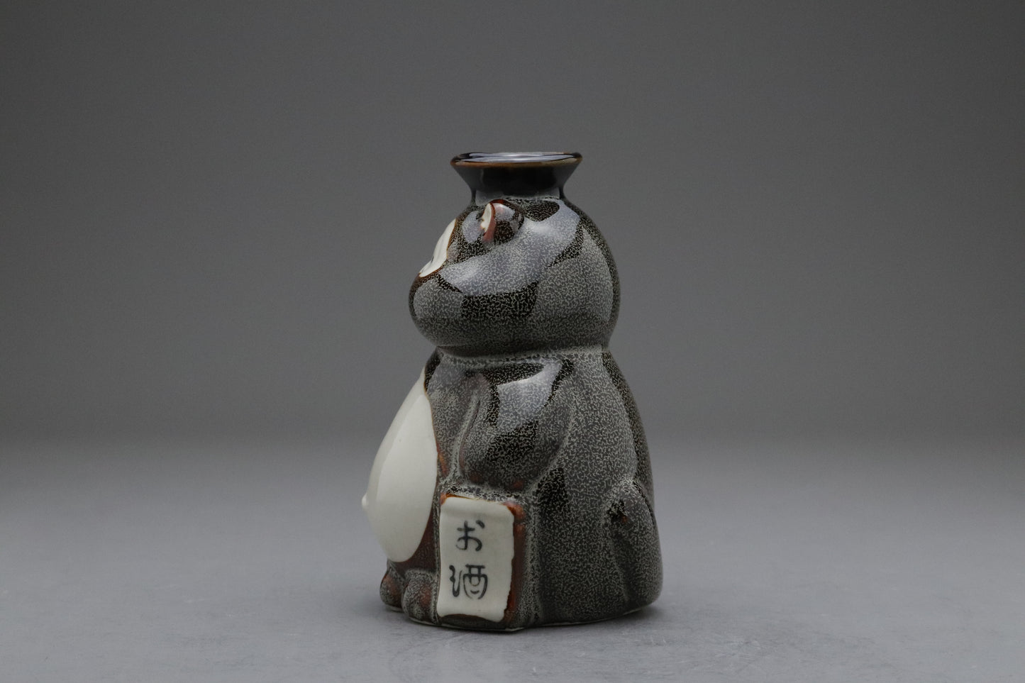 Japanese Seto Ware | Tanuki Sake Bottle | Lucky Raccoon Dog | Tokkuri Decanter | Ceramic Pottery | Handmade | Japan Folklore | Barware Decor
