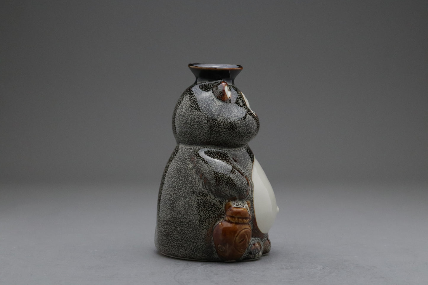 Japanese Seto Ware | Tanuki Sake Bottle | Lucky Raccoon Dog | Tokkuri Decanter | Ceramic Pottery | Handmade | Japan Folklore | Barware Decor