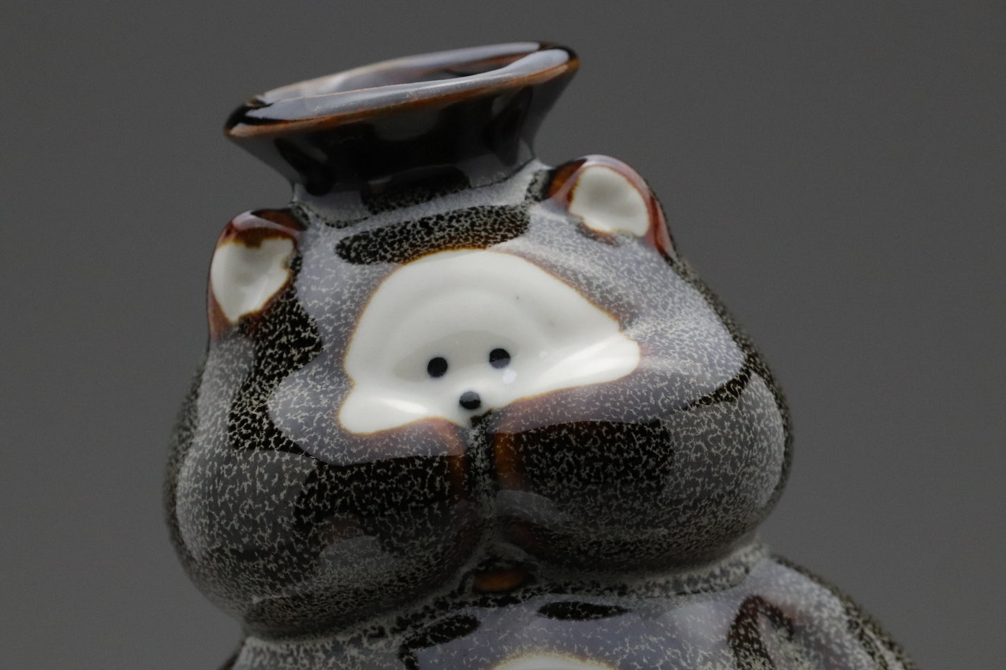 Japanese Seto Ware | Tanuki Sake Bottle | Lucky Raccoon Dog | Tokkuri Decanter | Ceramic Pottery | Handmade | Japan Folklore | Barware Decor