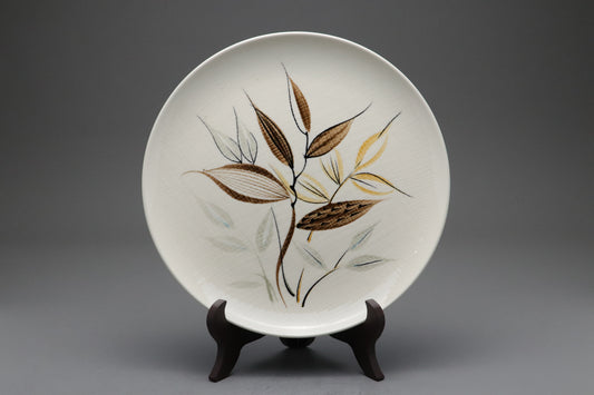 Kasuga Japan Goldina | Vintage Large Plate | Mid Century Modern | Hand Painted Leaf | Retro Ceramic Pottery | Brown Autumn Decor | Japanese