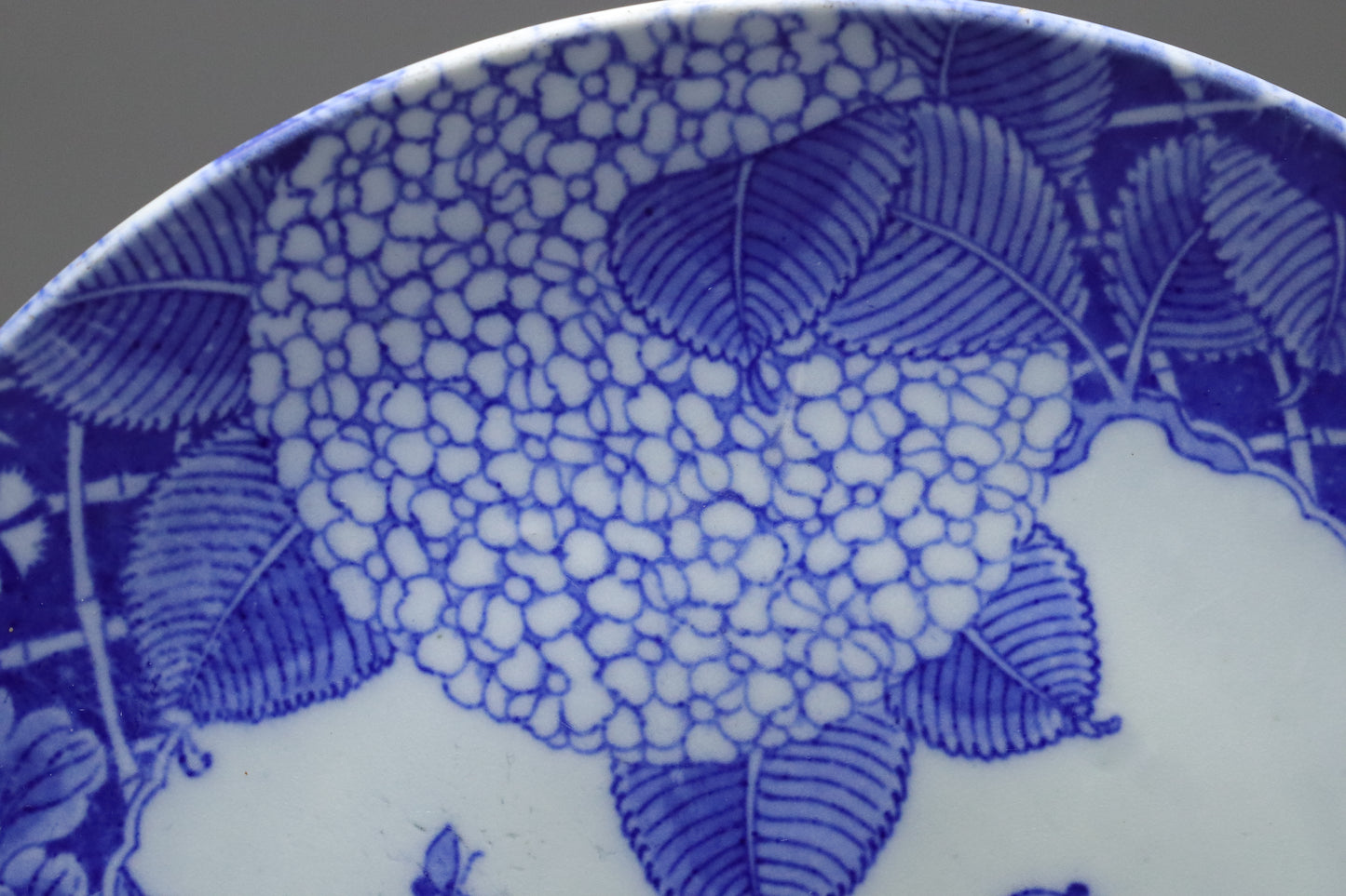 Japanese Imari Plate | Blue and White Porcelain | Large Charger | Hydrangea Chrysanthemum Peony | Hand Painted | Sometsuke | Japan Art