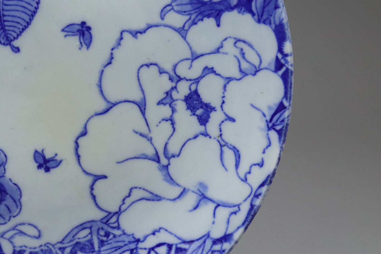 Japanese Imari Plate | Blue and White Porcelain | Large Charger | Hydrangea Chrysanthemum Peony | Hand Painted | Sometsuke | Japan Art