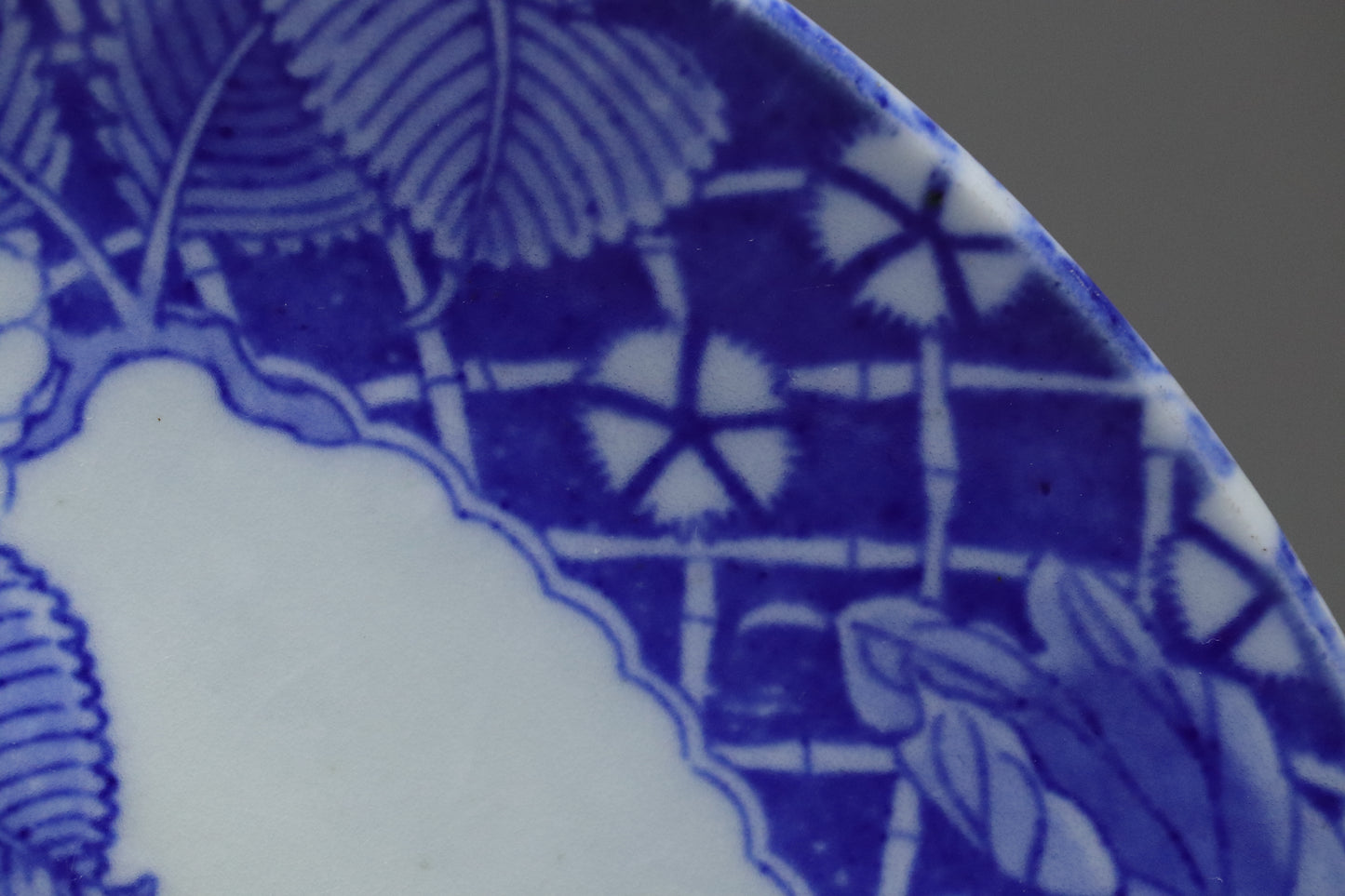 Japanese Imari Plate | Blue and White Porcelain | Large Charger | Hydrangea Chrysanthemum Peony | Hand Painted | Sometsuke | Japan Art