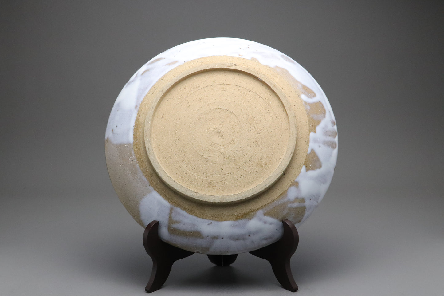 Japanese Hagi Style | Large Dinner Plate | White Glazed Pottery | Wabi Sabi Stoneware | Serving Platter | Handmade Round Shallow Bowl Dishes
