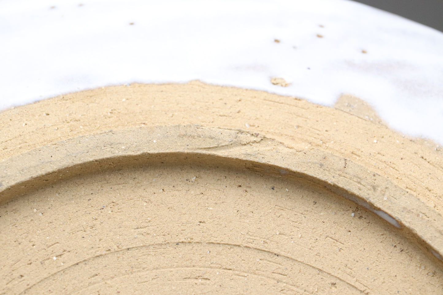 Japanese Hagi Style | Large Dinner Plate | White Glazed Pottery | Wabi Sabi Stoneware | Serving Platter | Handmade Round Shallow Bowl Dishes