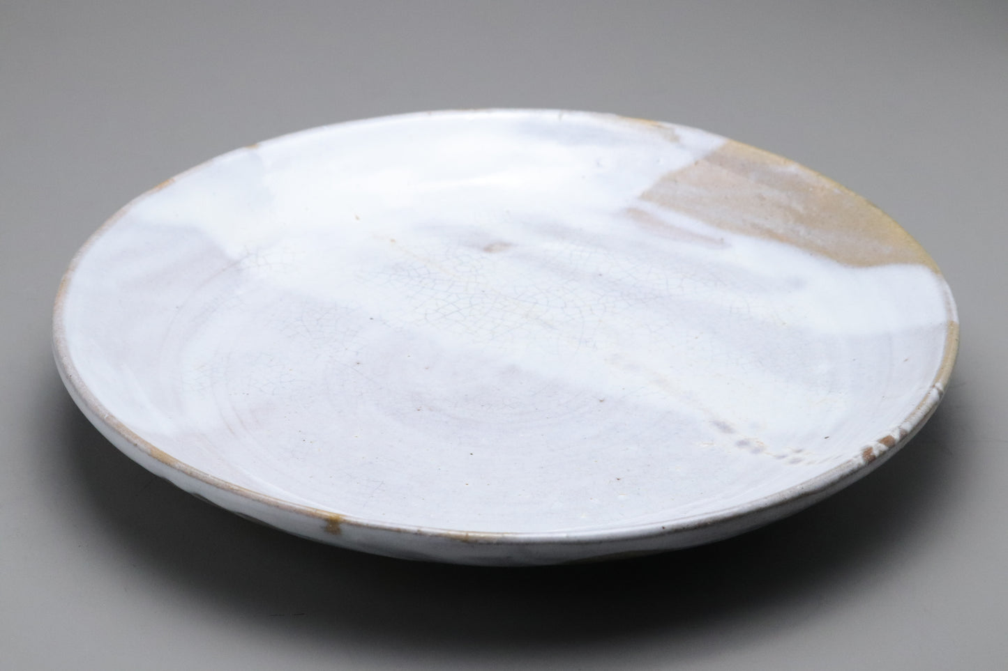 Japanese Hagi Style | Large Dinner Plate | White Glazed Pottery | Wabi Sabi Stoneware | Serving Platter | Handmade Round Shallow Bowl Dishes
