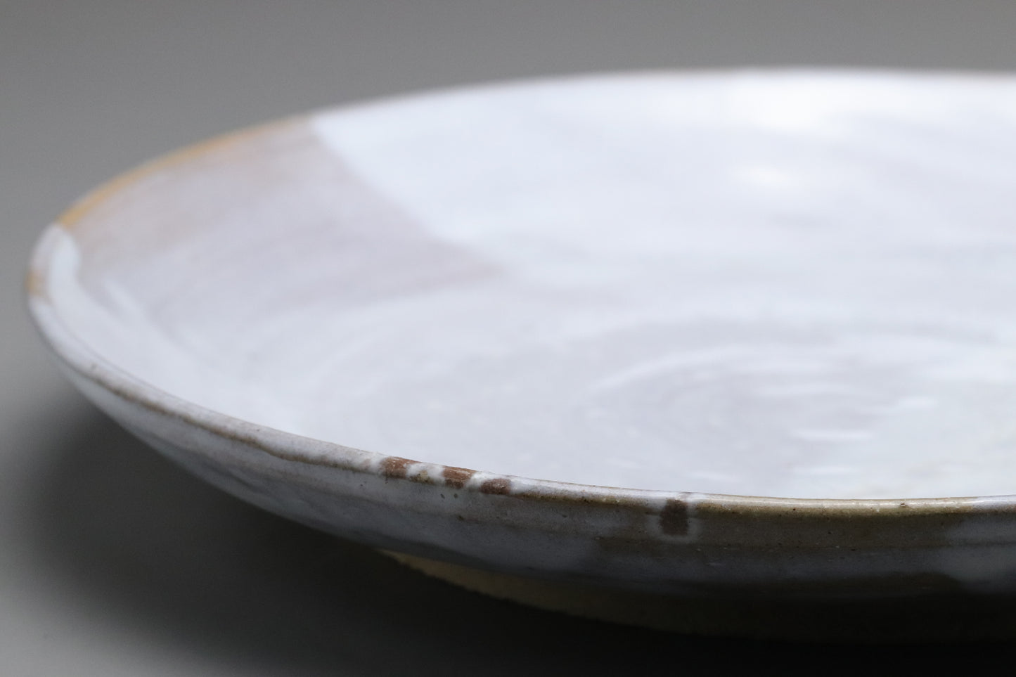 Japanese Hagi Style | Large Dinner Plate | White Glazed Pottery | Wabi Sabi Stoneware | Serving Platter | Handmade Round Shallow Bowl Dishes