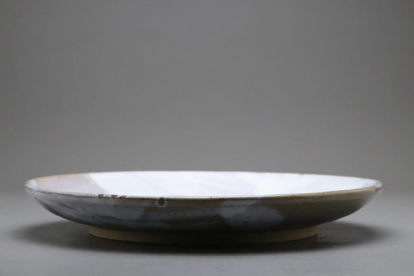 Japanese Hagi Style | Large Dinner Plate | White Glazed Pottery | Wabi Sabi Stoneware | Serving Platter | Handmade Round Shallow Bowl Dishes