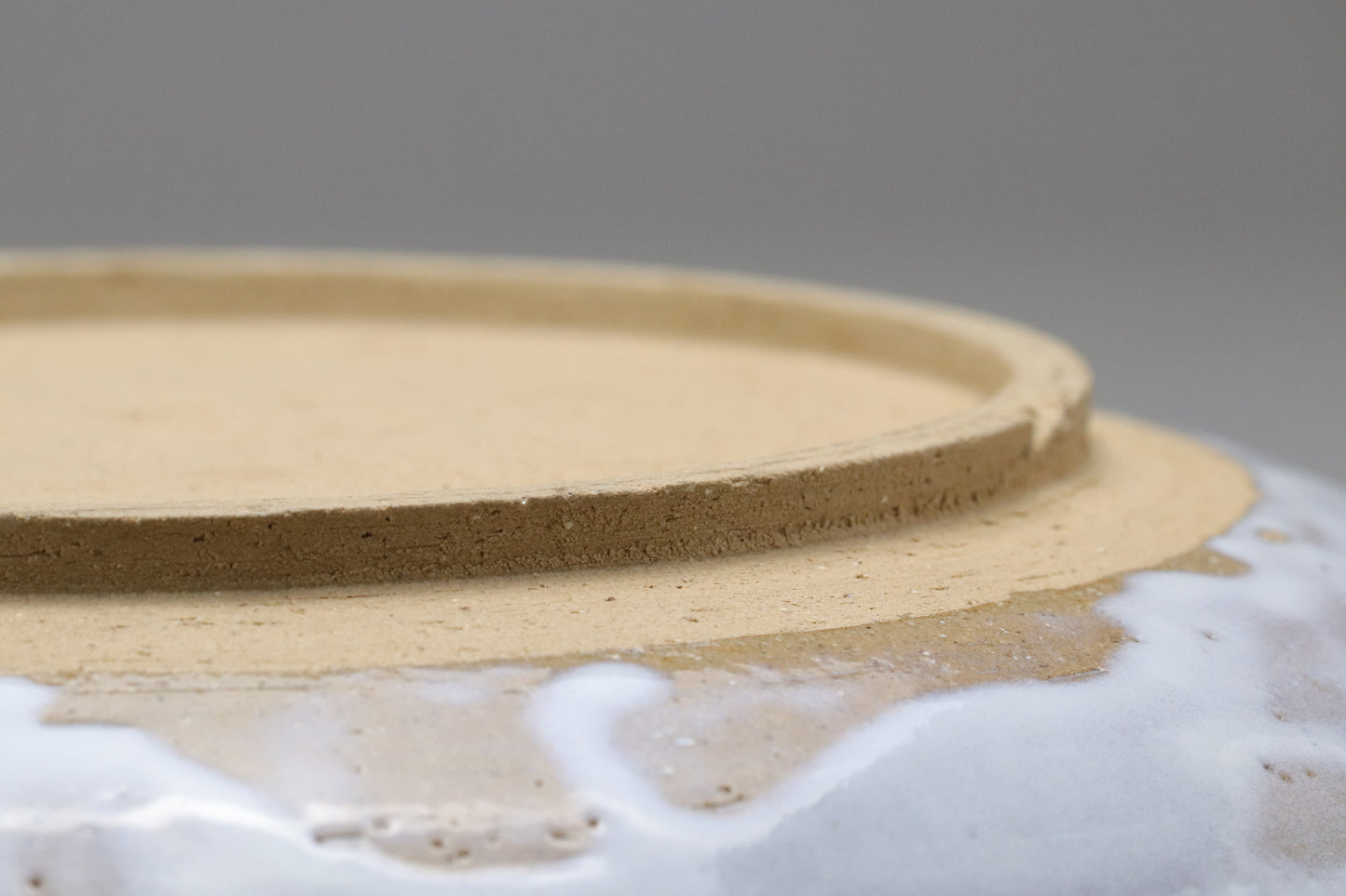 Japanese Hagi Style | Large Dinner Plate | White Glazed Pottery | Wabi Sabi Stoneware | Serving Platter | Handmade Round Shallow Bowl Dishes