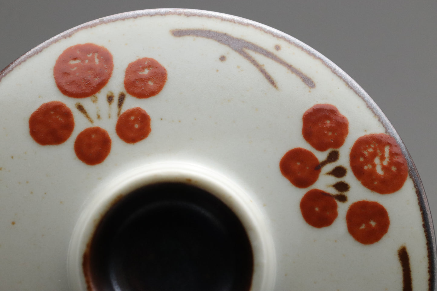 Japanese Vintage Chawanmushi Cups | Set of 4 Lidded Bowls | Handpainted Red Plum | Handcrafted Ceramic Soup Bowls | Cute Floral Ramekins Set
