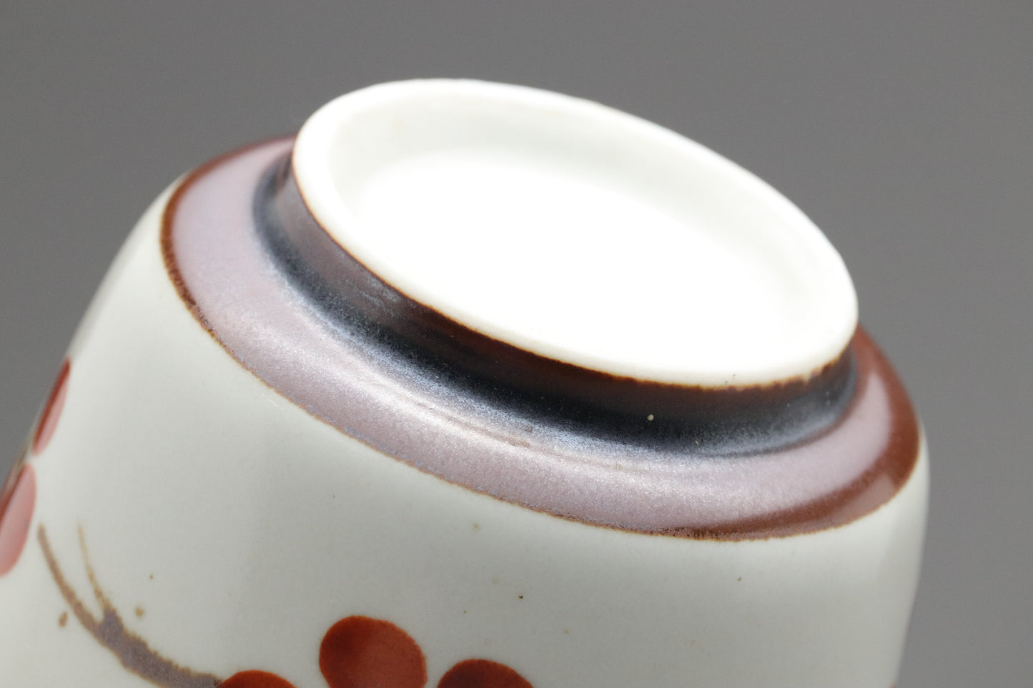 Japanese Vintage Chawanmushi Cups | Set of 4 Lidded Bowls | Handpainted Red Plum | Handcrafted Ceramic Soup Bowls | Cute Floral Ramekins Set