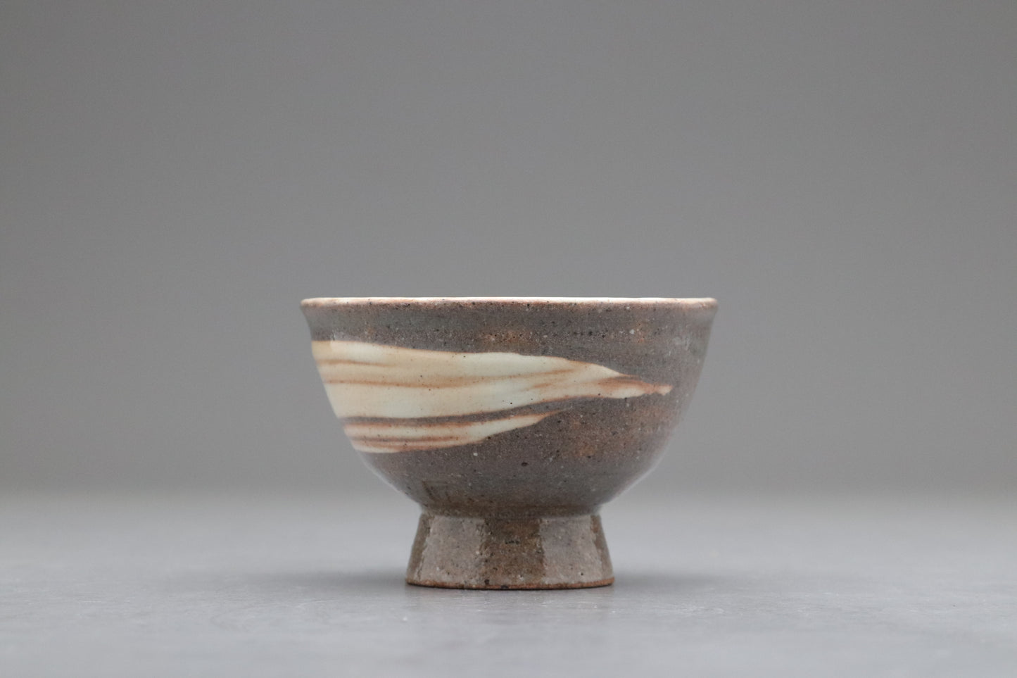 Japanese Pottery Bowls Set of 3 | Matcha Bowls Small | Vintage Wabi Sabi High Footed  | Striped Ceramics | Tea Ceremony Cups | Earthy Brown