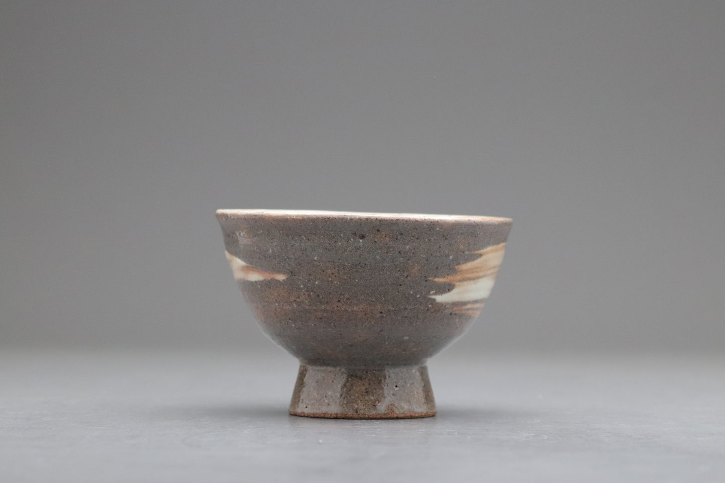 Japanese Pottery Bowls Set of 3 | Matcha Bowls Small | Vintage Wabi Sabi High Footed  | Striped Ceramics | Tea Ceremony Cups | Earthy Brown