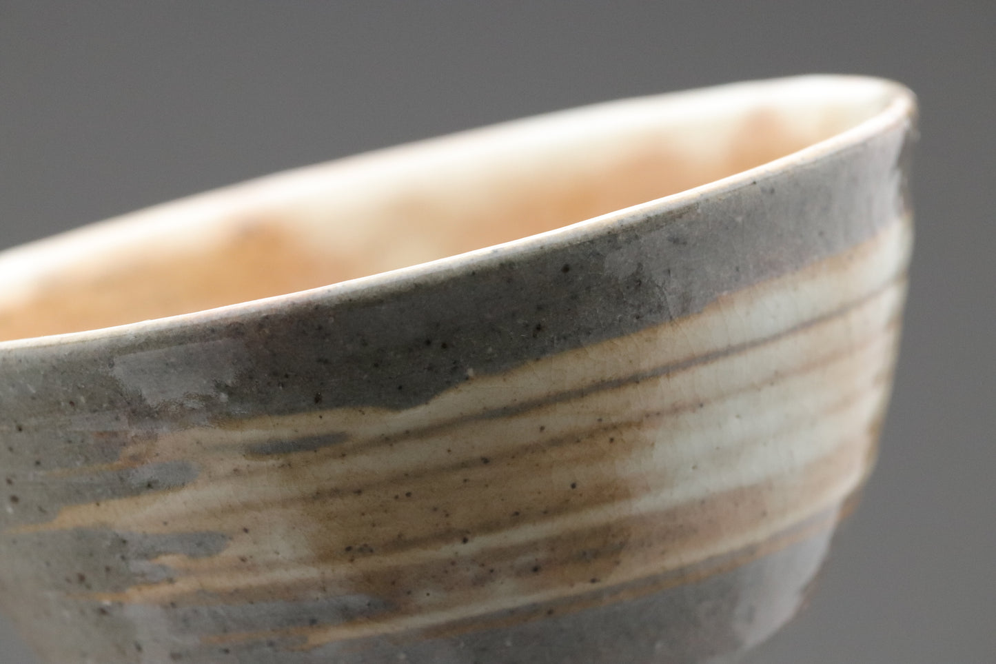 Japanese Pottery Bowls Set of 3 | Matcha Bowls Small | Vintage Wabi Sabi High Footed  | Striped Ceramics | Tea Ceremony Cups | Earthy Brown