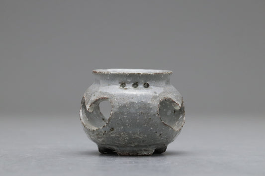 Japanese Pottery | Incense Burner Koro Inome | Studio Pottery | Stoneware | Wabi Sabi | Tea Ceremony Candle Holder | Gray Glaze | Stoneware