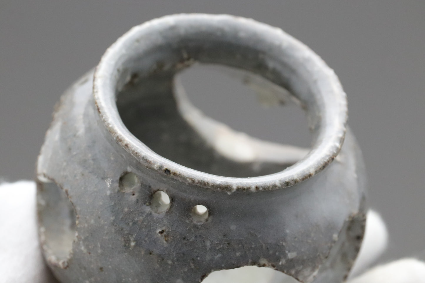 Japanese Pottery | Incense Burner Koro Inome | Studio Pottery | Stoneware | Wabi Sabi | Tea Ceremony Candle Holder | Gray Glaze | Stoneware