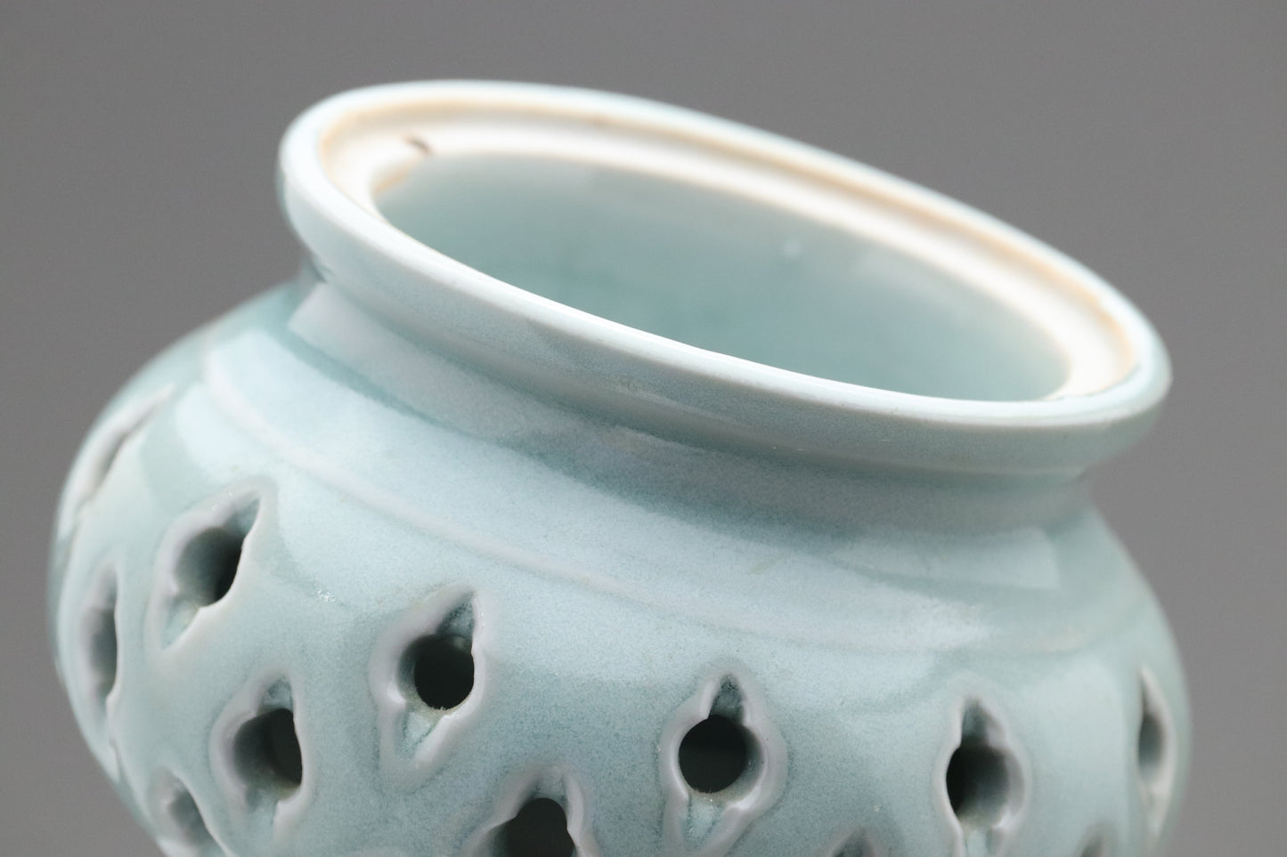 Celadon Incense Burner | Tripod Koro | Japanese Porcelain | Pierced Pottery | Green Asian Antique | Home Decor | Meditatoion Insert Catcher