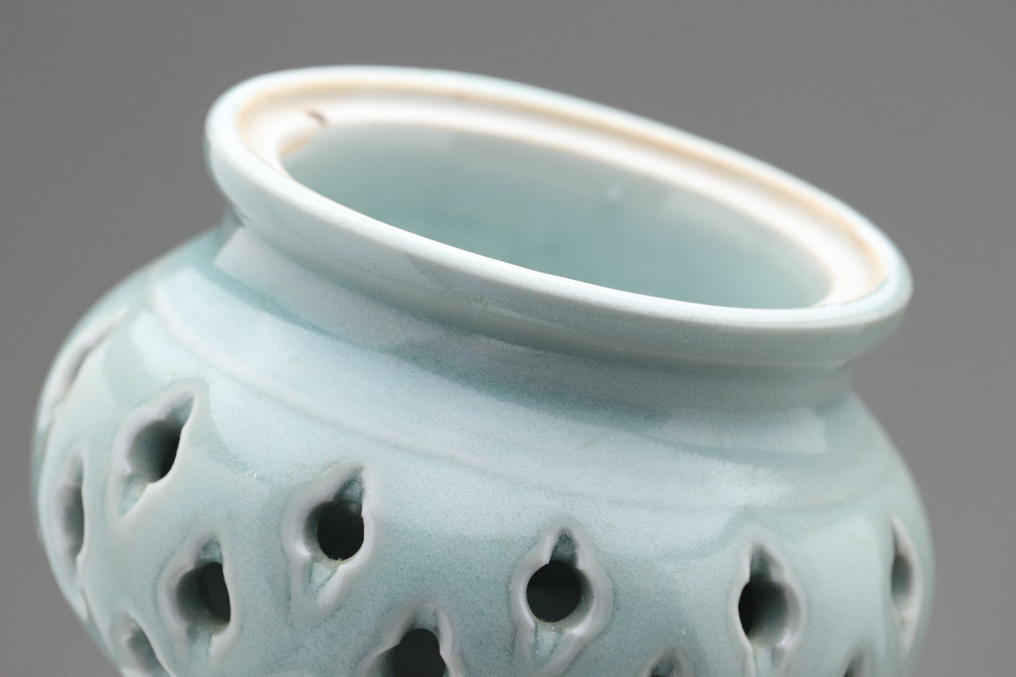 Celadon Incense Burner | Tripod Koro | Japanese Porcelain | Pierced Pottery | Green Asian Antique | Home Decor | Meditatoion Insert Catcher