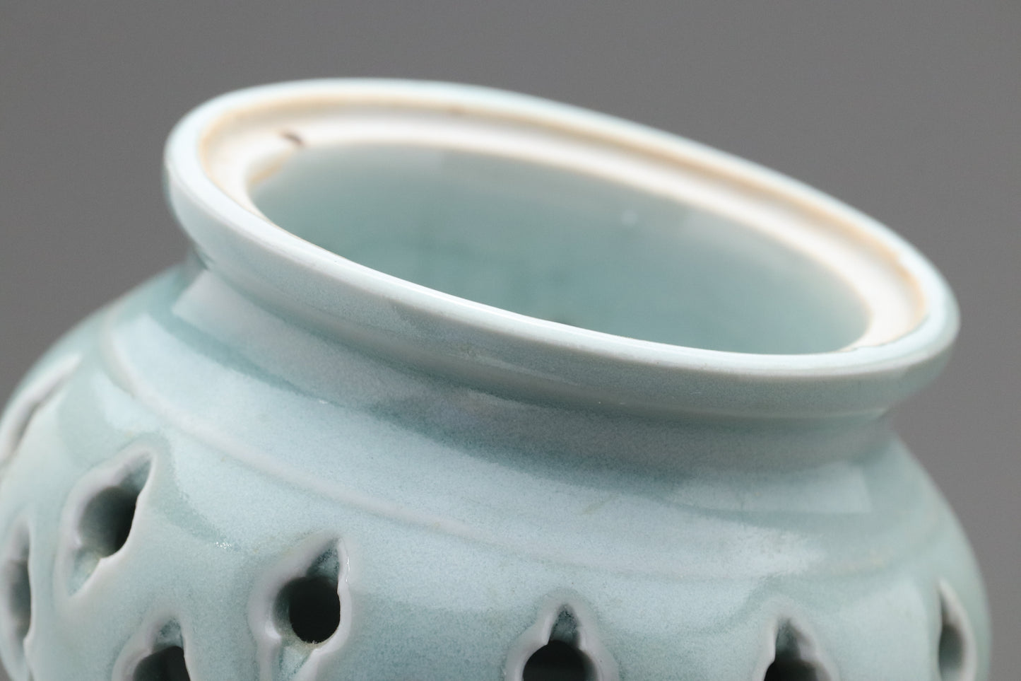 Celadon Incense Burner | Tripod Koro | Japanese Porcelain | Pierced Pottery | Green Asian Antique | Home Decor | Meditatoion Insert Catcher