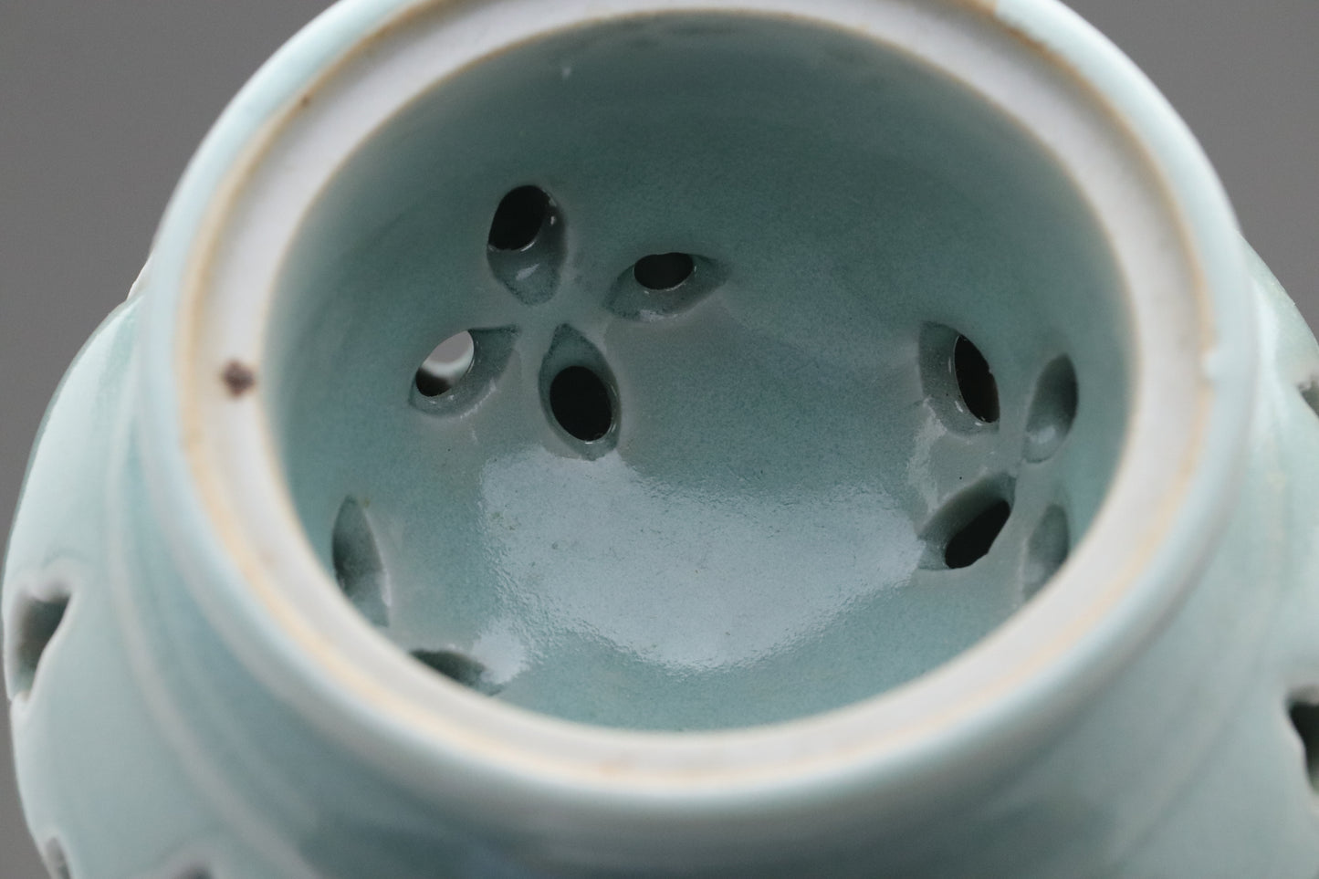 Celadon Incense Burner | Tripod Koro | Japanese Porcelain | Pierced Pottery | Green Asian Antique | Home Decor | Meditatoion Insert Catcher