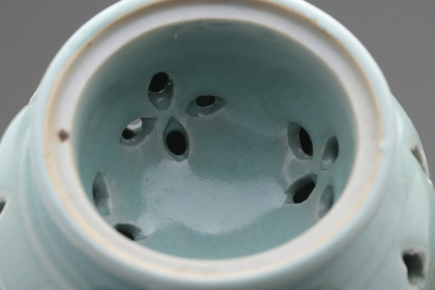Celadon Incense Burner | Tripod Koro | Japanese Porcelain | Pierced Pottery | Green Asian Antique | Home Decor | Meditatoion Insert Catcher
