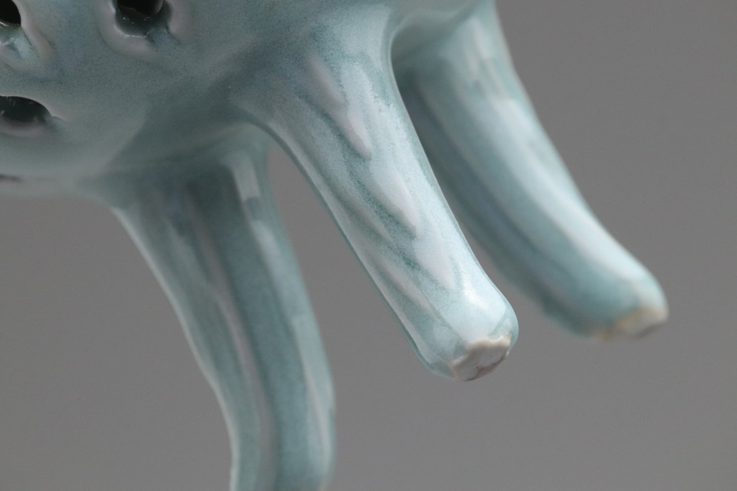 Celadon Incense Burner | Tripod Koro | Japanese Porcelain | Pierced Pottery | Green Asian Antique | Home Decor | Meditatoion Insert Catcher