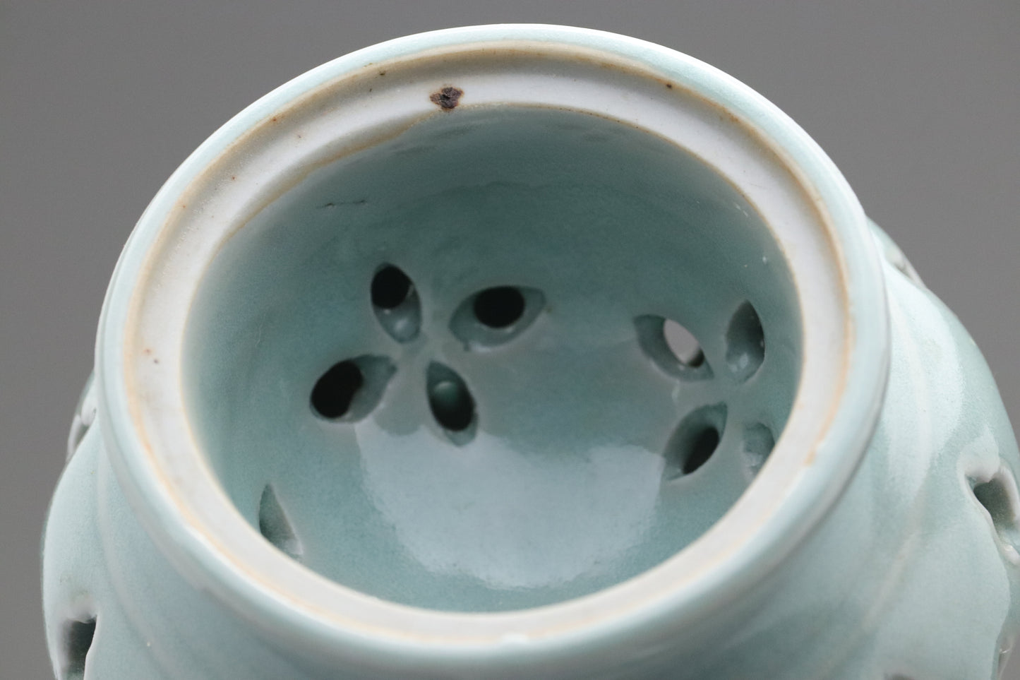 Celadon Incense Burner | Tripod Koro | Japanese Porcelain | Pierced Pottery | Green Asian Antique | Home Decor | Meditatoion Insert Catcher